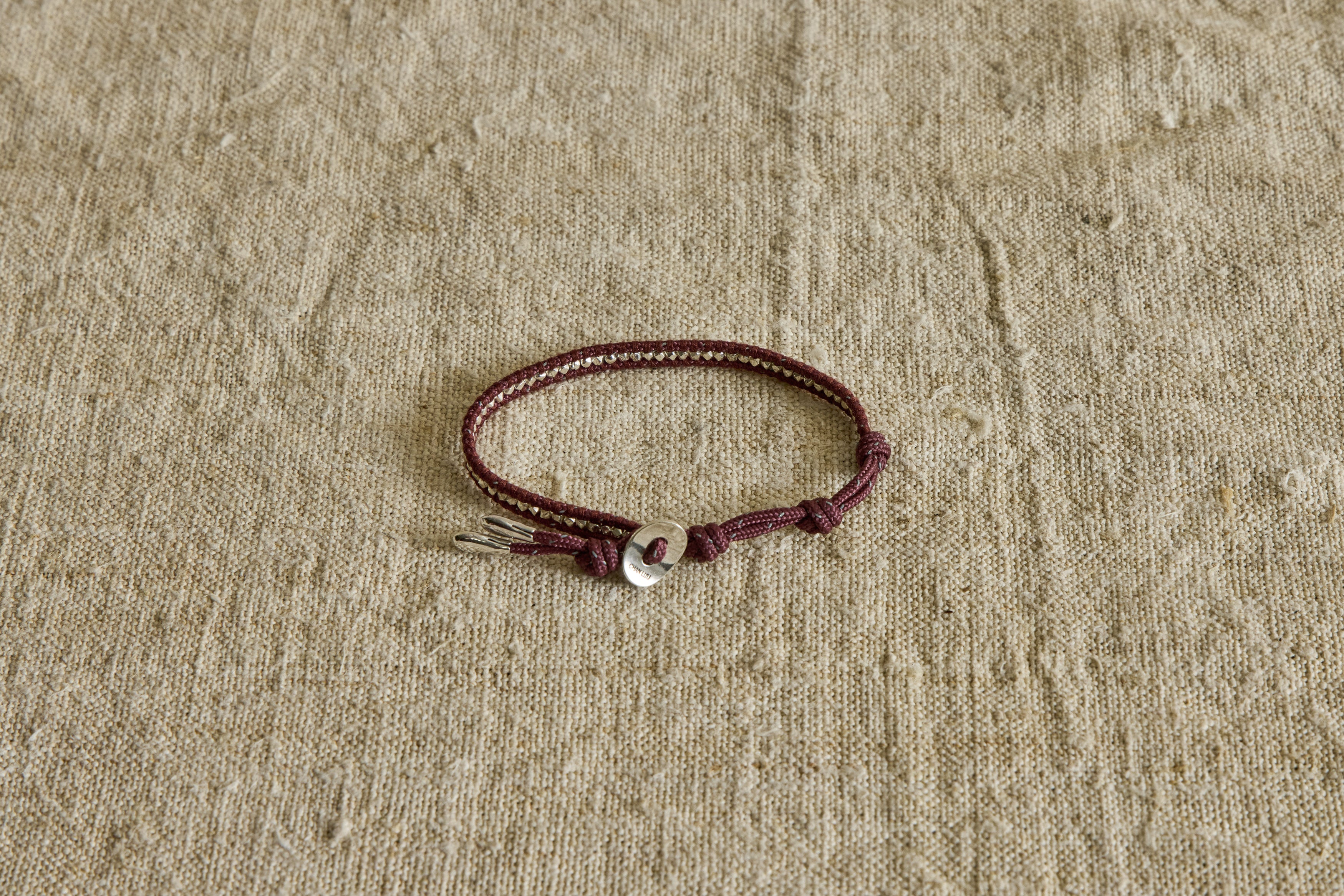 Sterling Silver Single Wrap Bracelet In Maroon