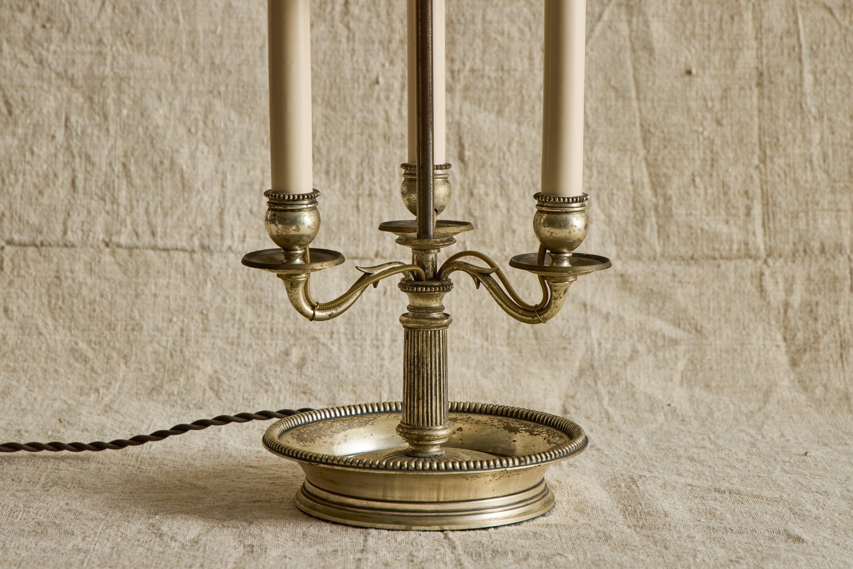 French Silver Bouillotte Lamp