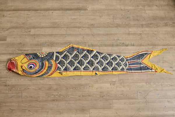 Grey Koi Nobori Banner