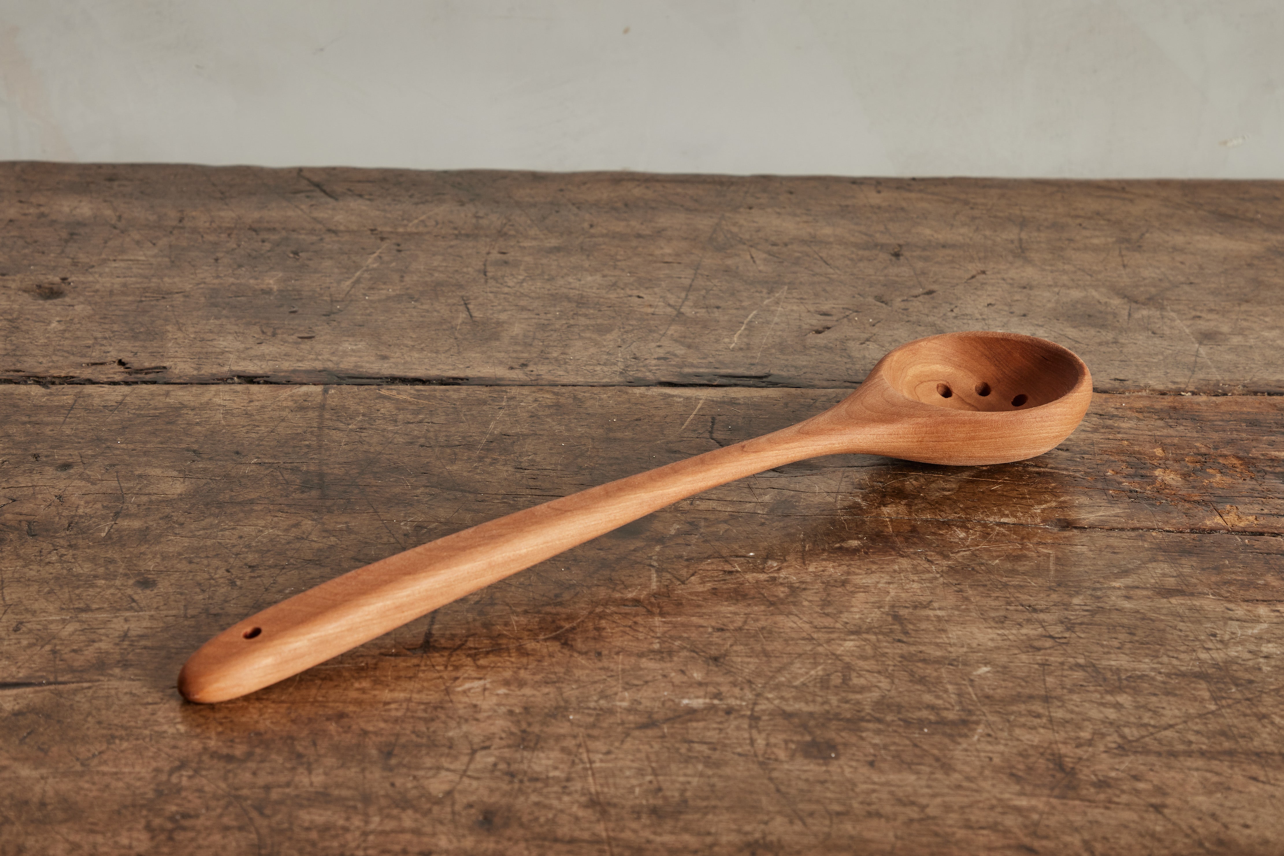 Cherry Wood Rounded Slotted Spoon