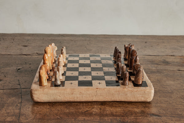 Black Earthenware Chess Set