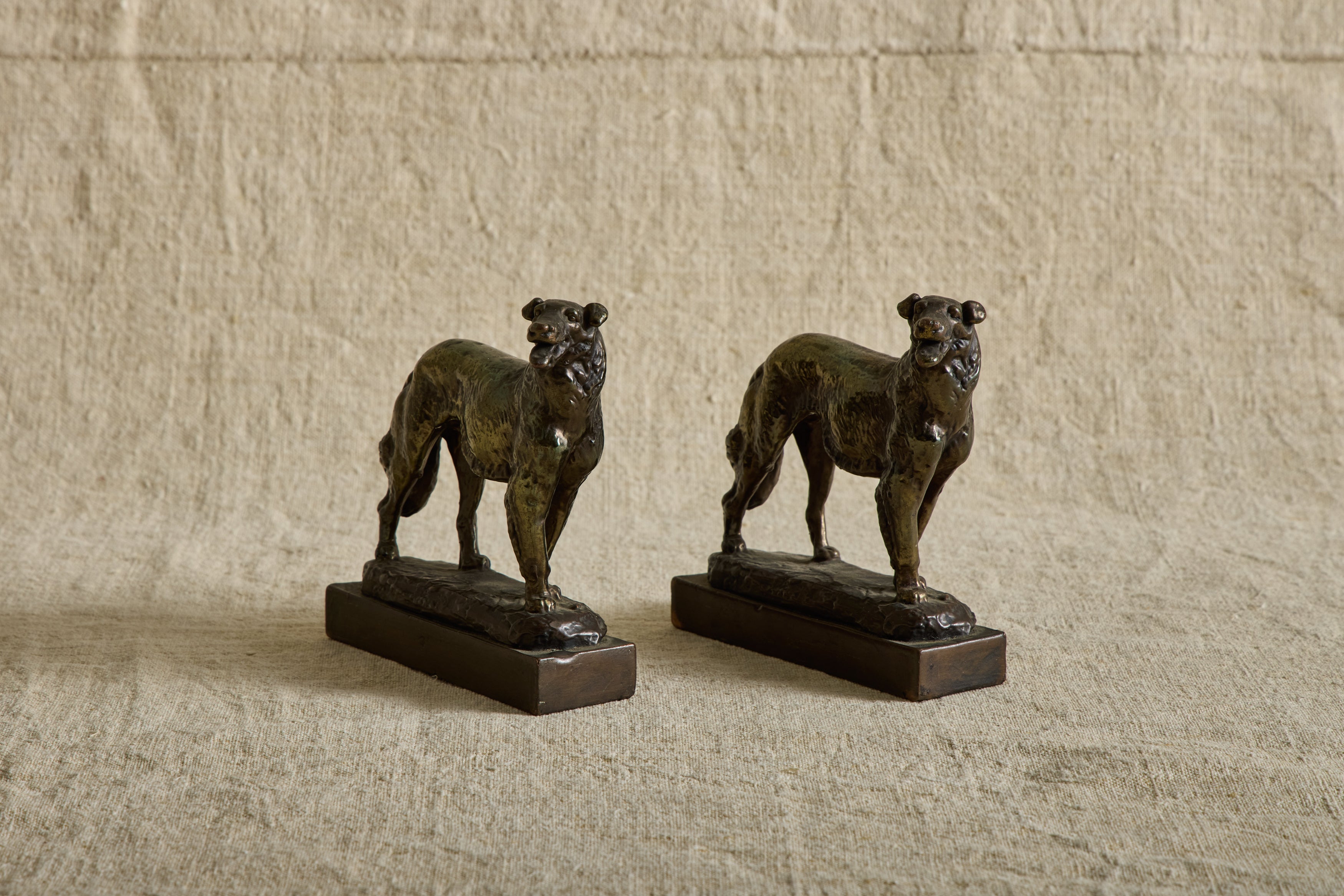 Pair of Bronze Dog Bookends