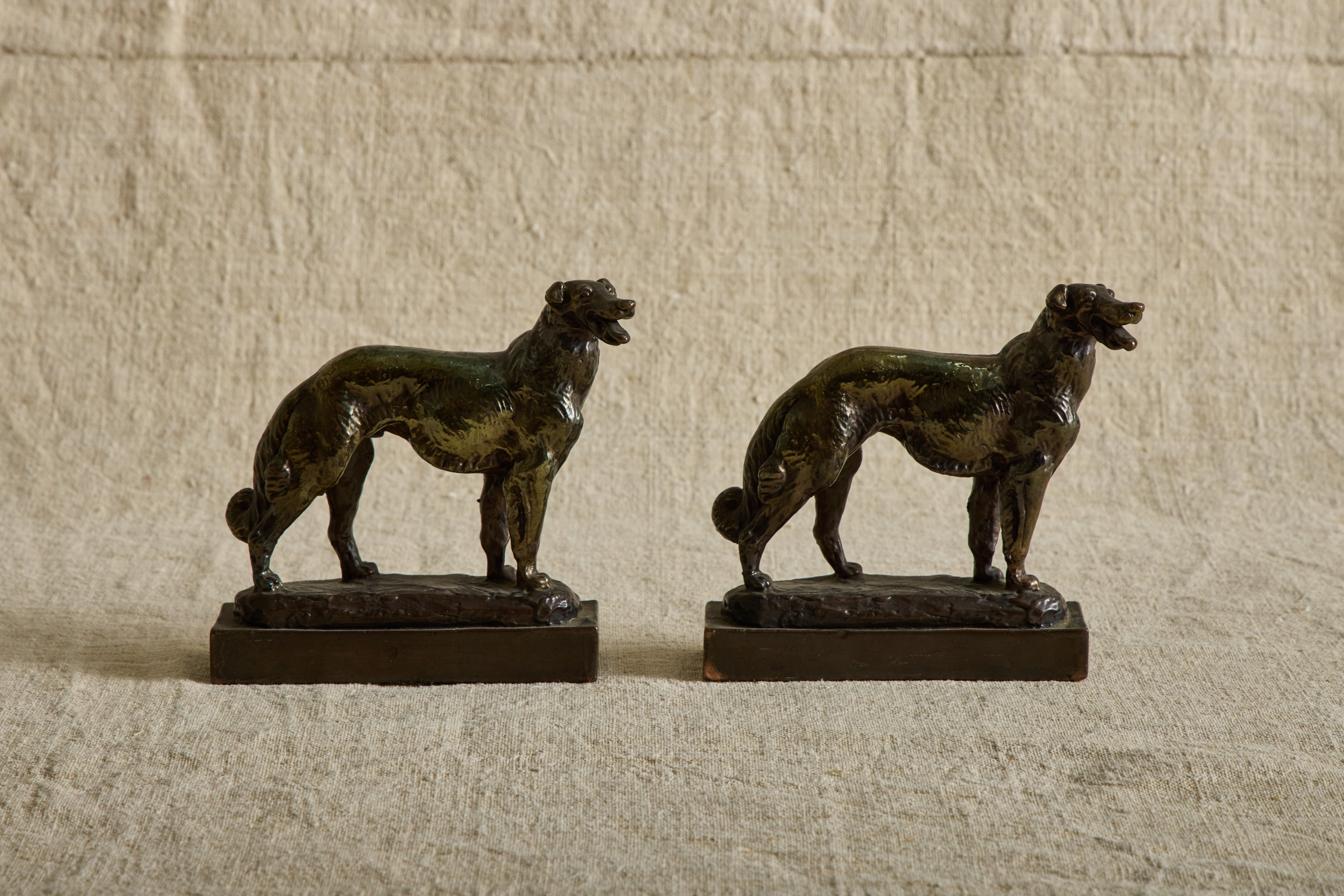 Pair of Bronze Dog Bookends