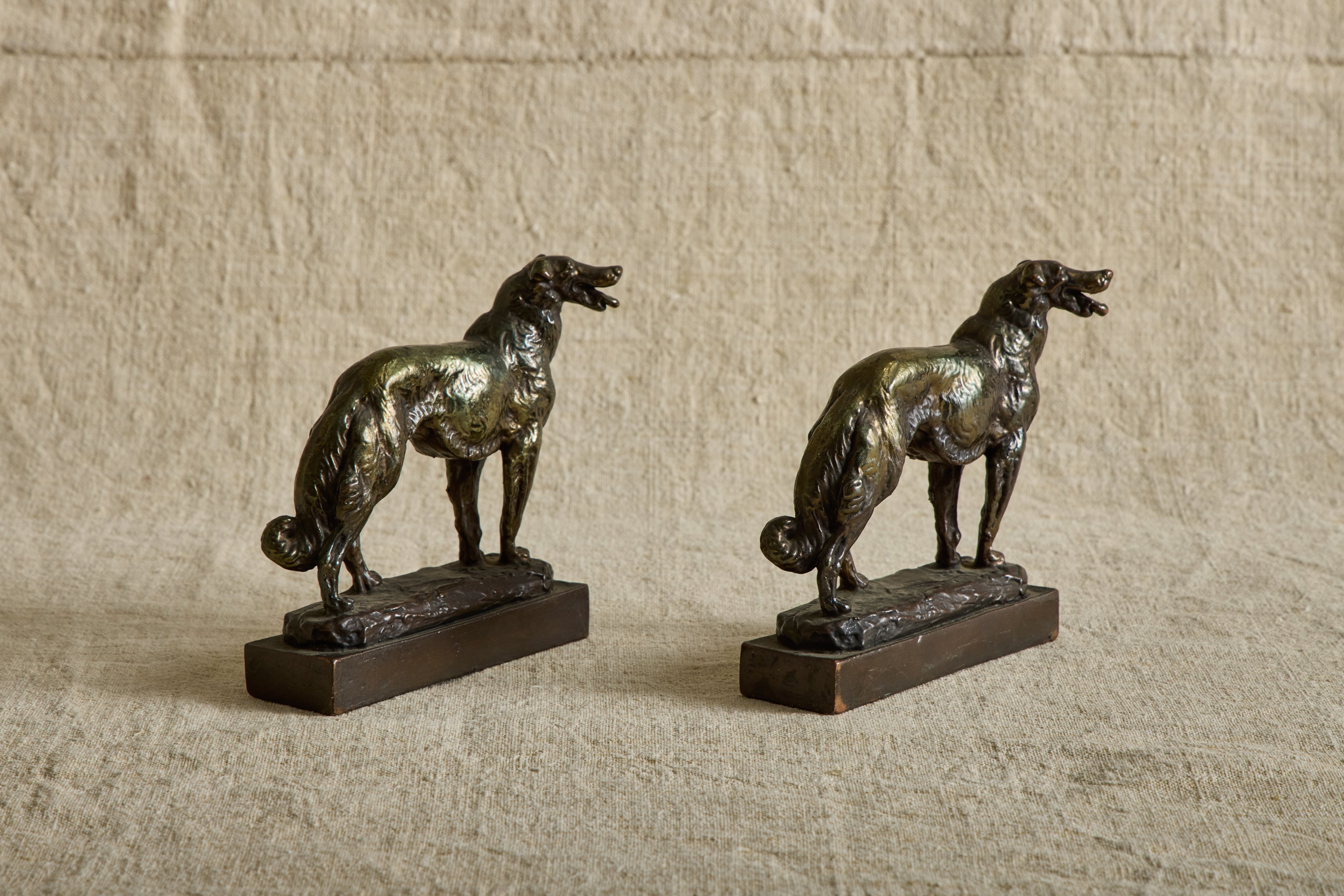 Pair of Bronze Dog Bookends