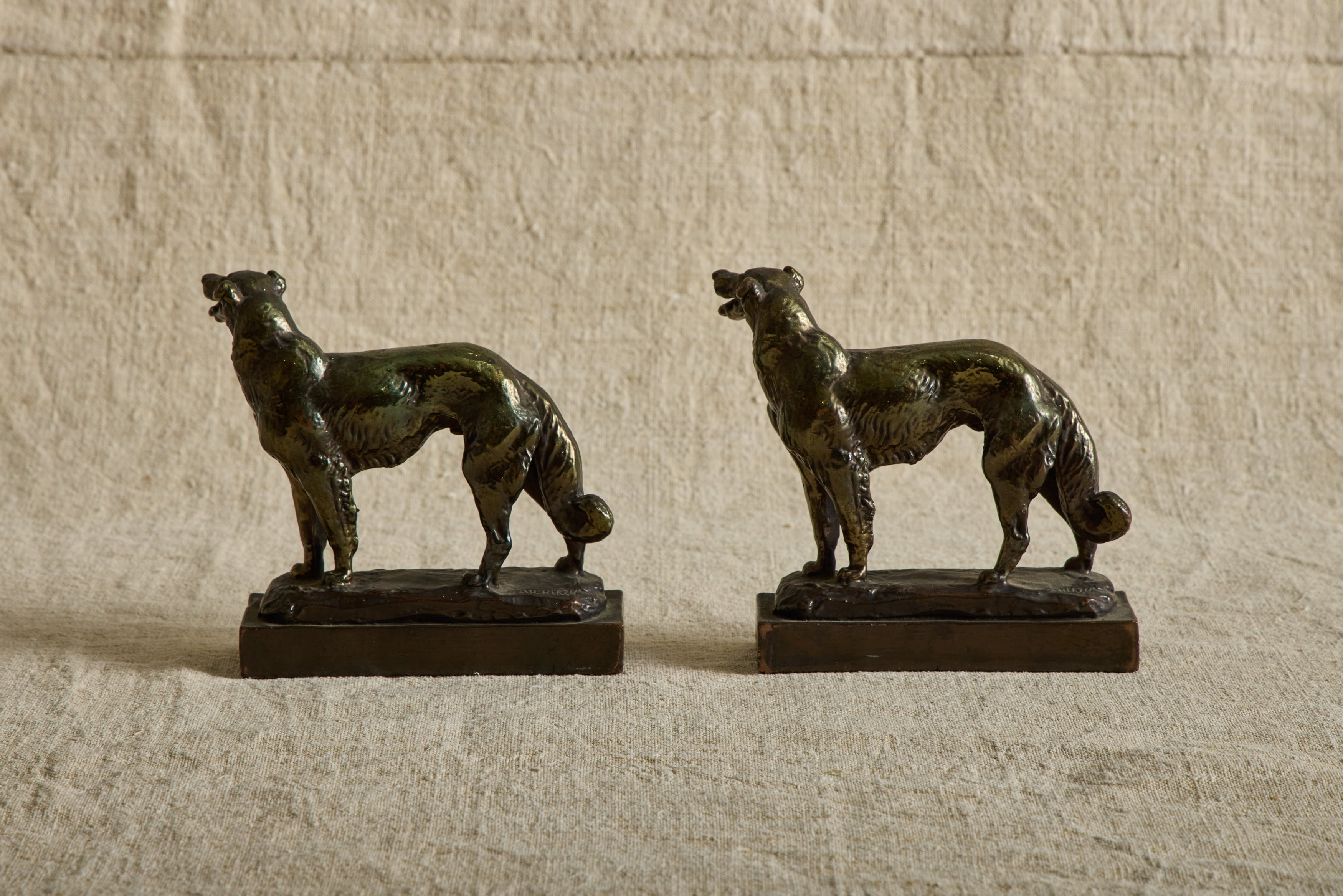 Pair of Bronze Dog Bookends