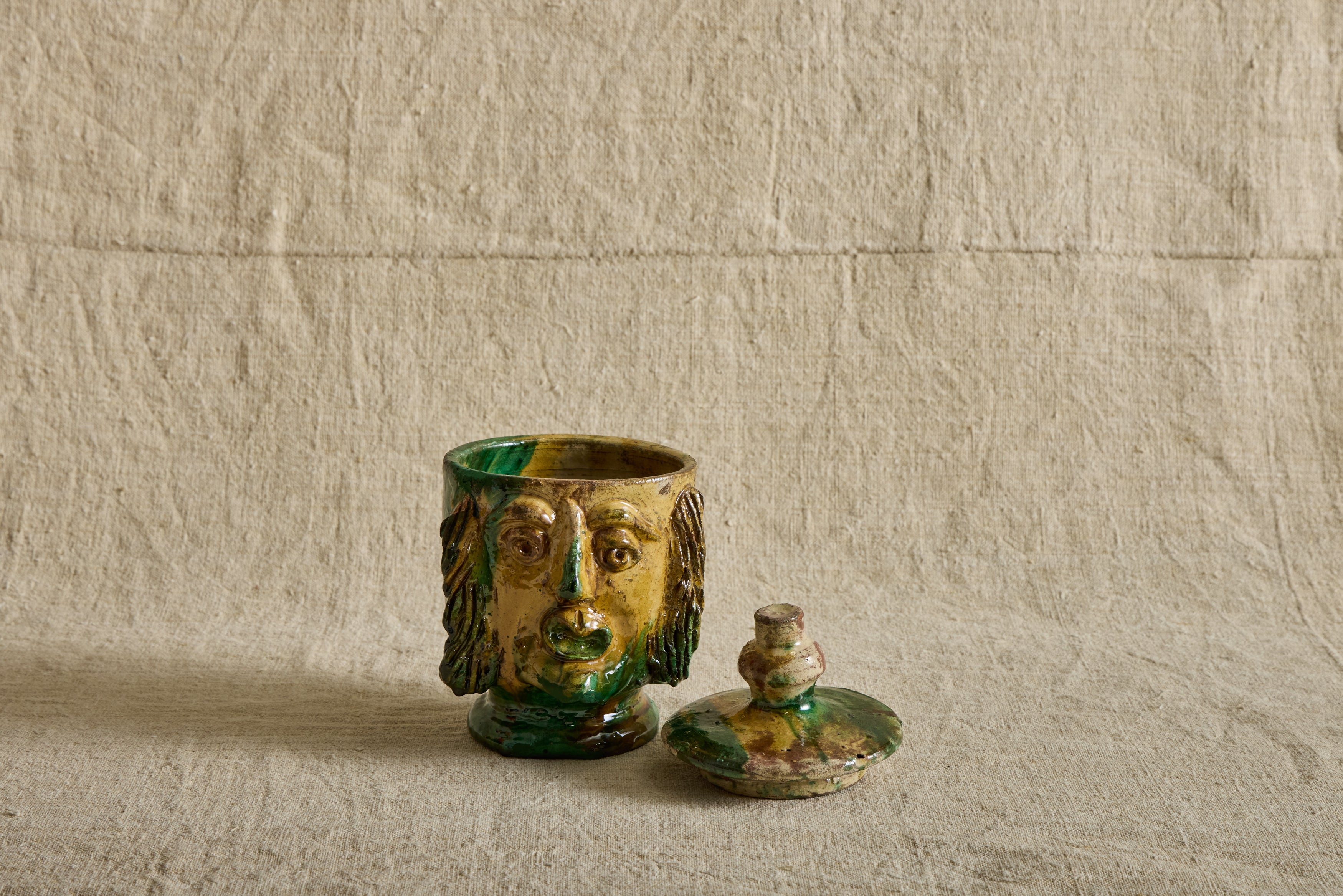 Yellow Italian Face Jar