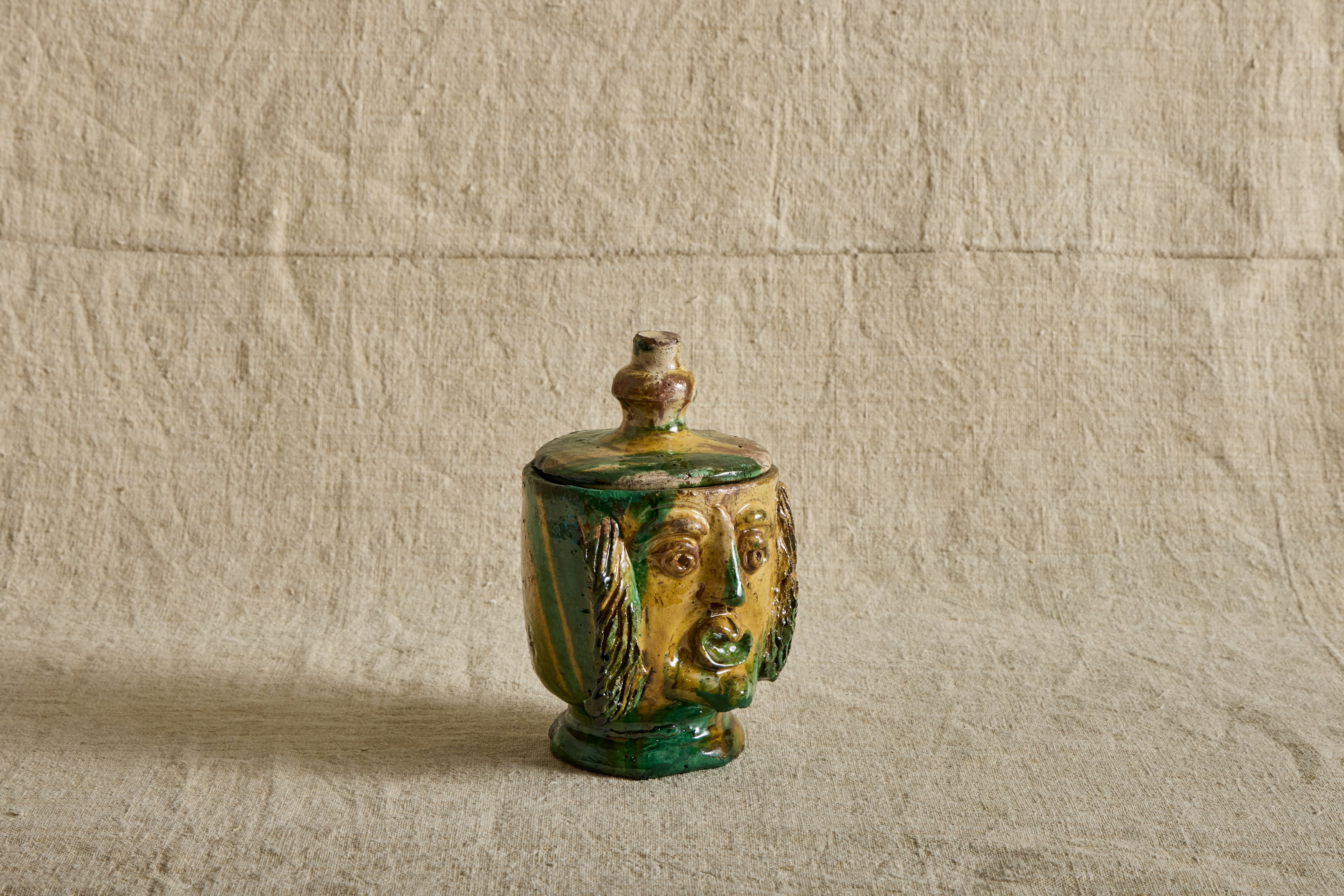 Yellow Italian Face Jar