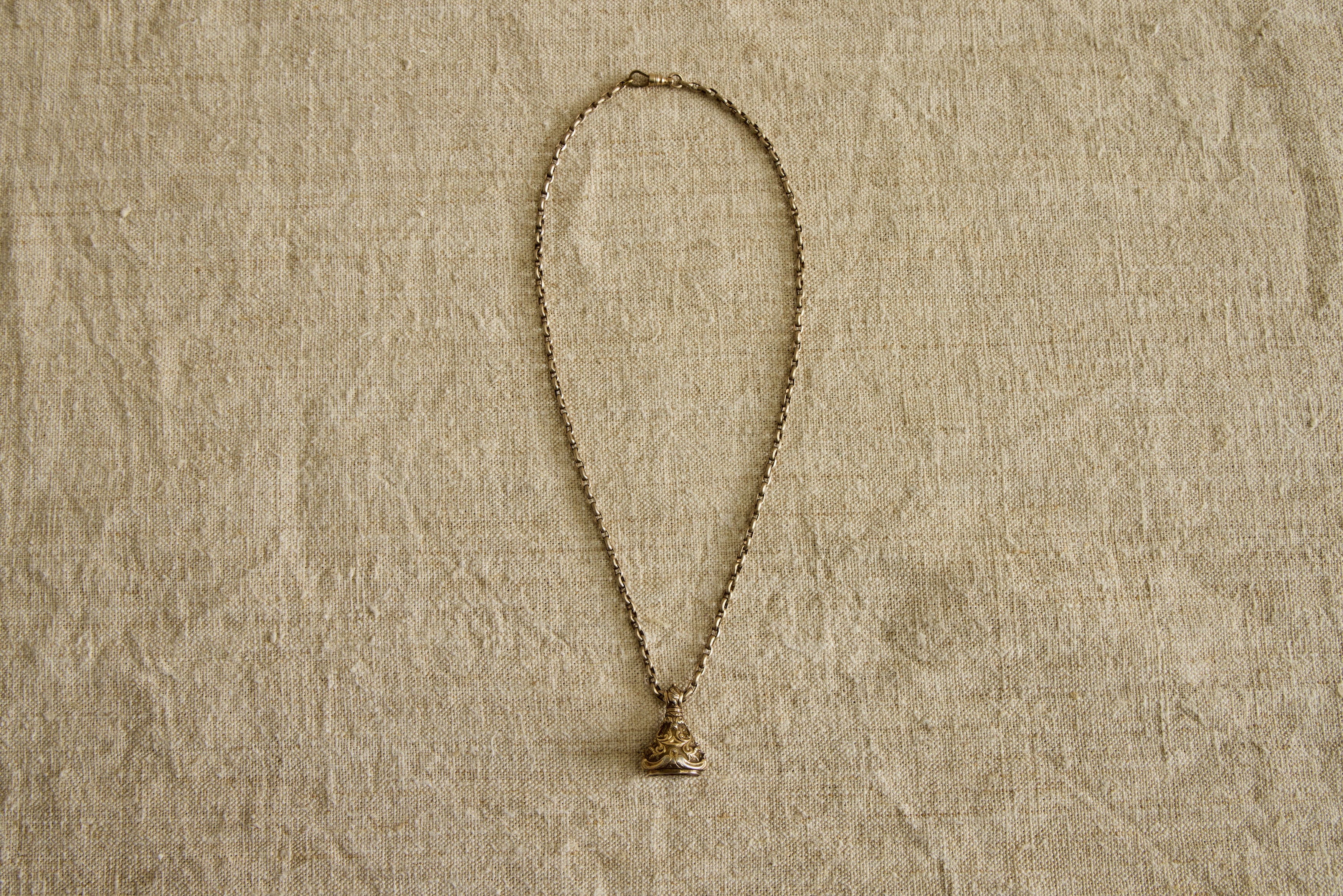 Early Georgian Agate Fob with Guard Chain Necklace