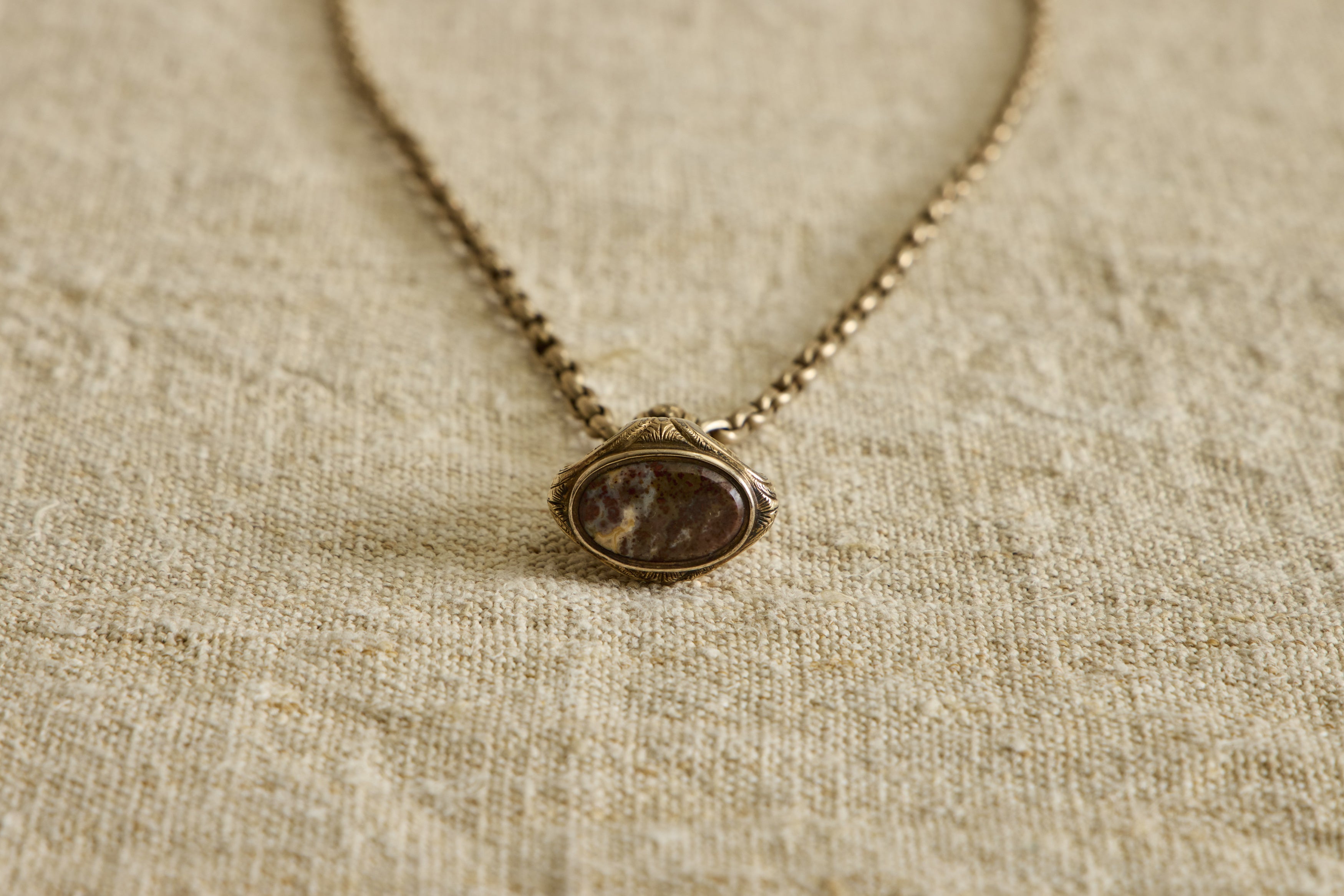 Early Georgian Agate Fob with Guard Chain Necklace
