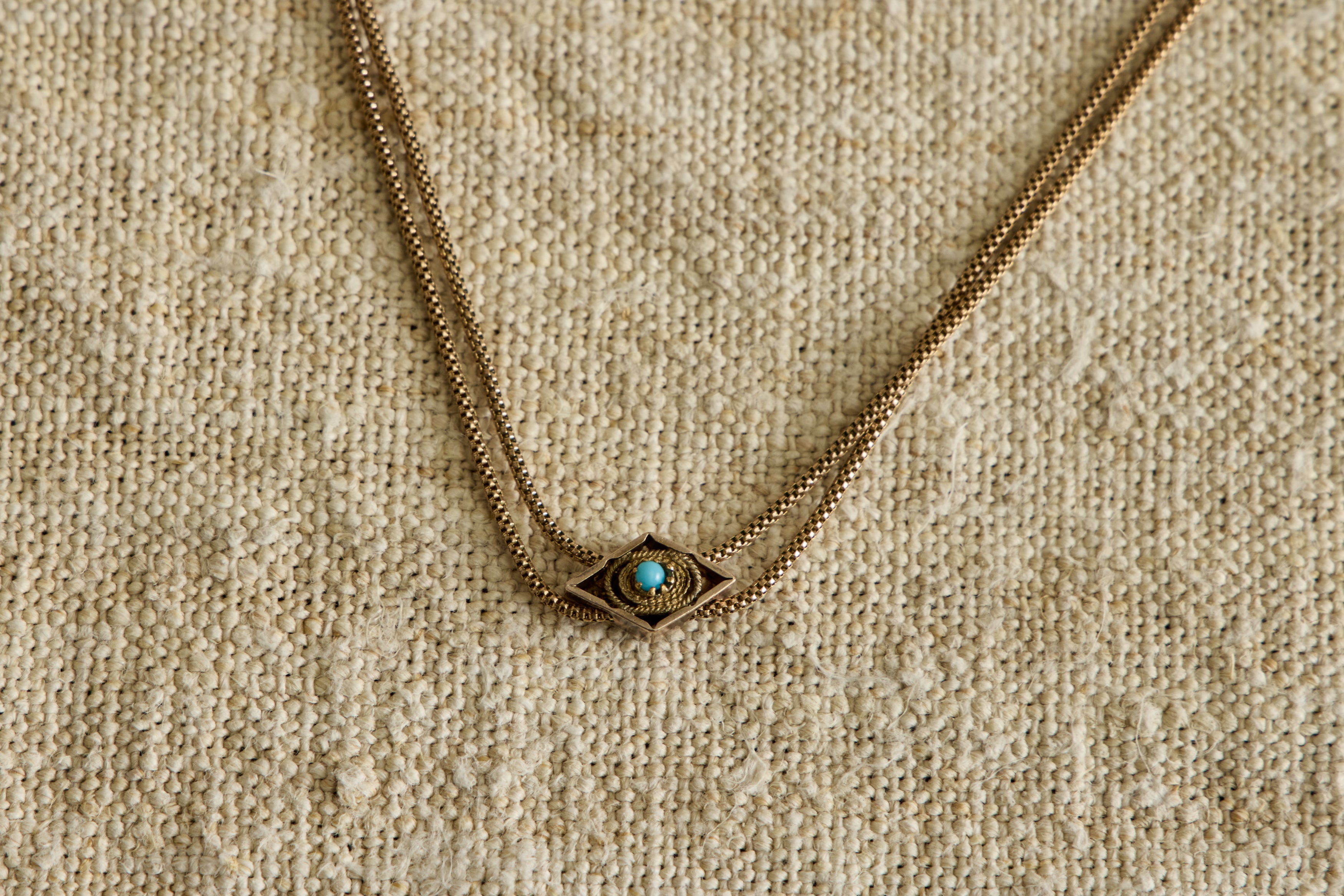 19th Century Turquoise Slide Chain Necklace