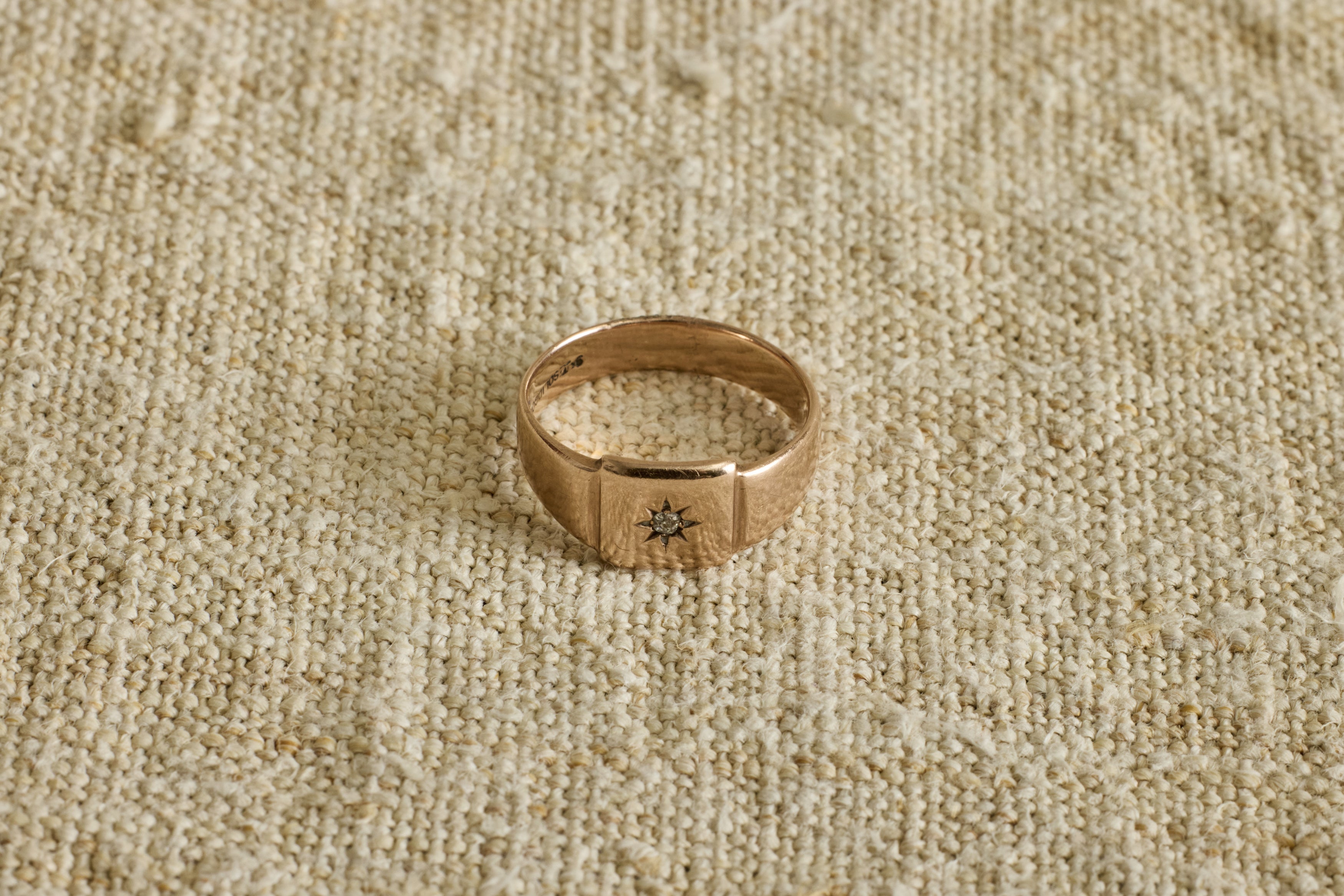 Late 19th Century Rose Gold and Diamond Signet Ring