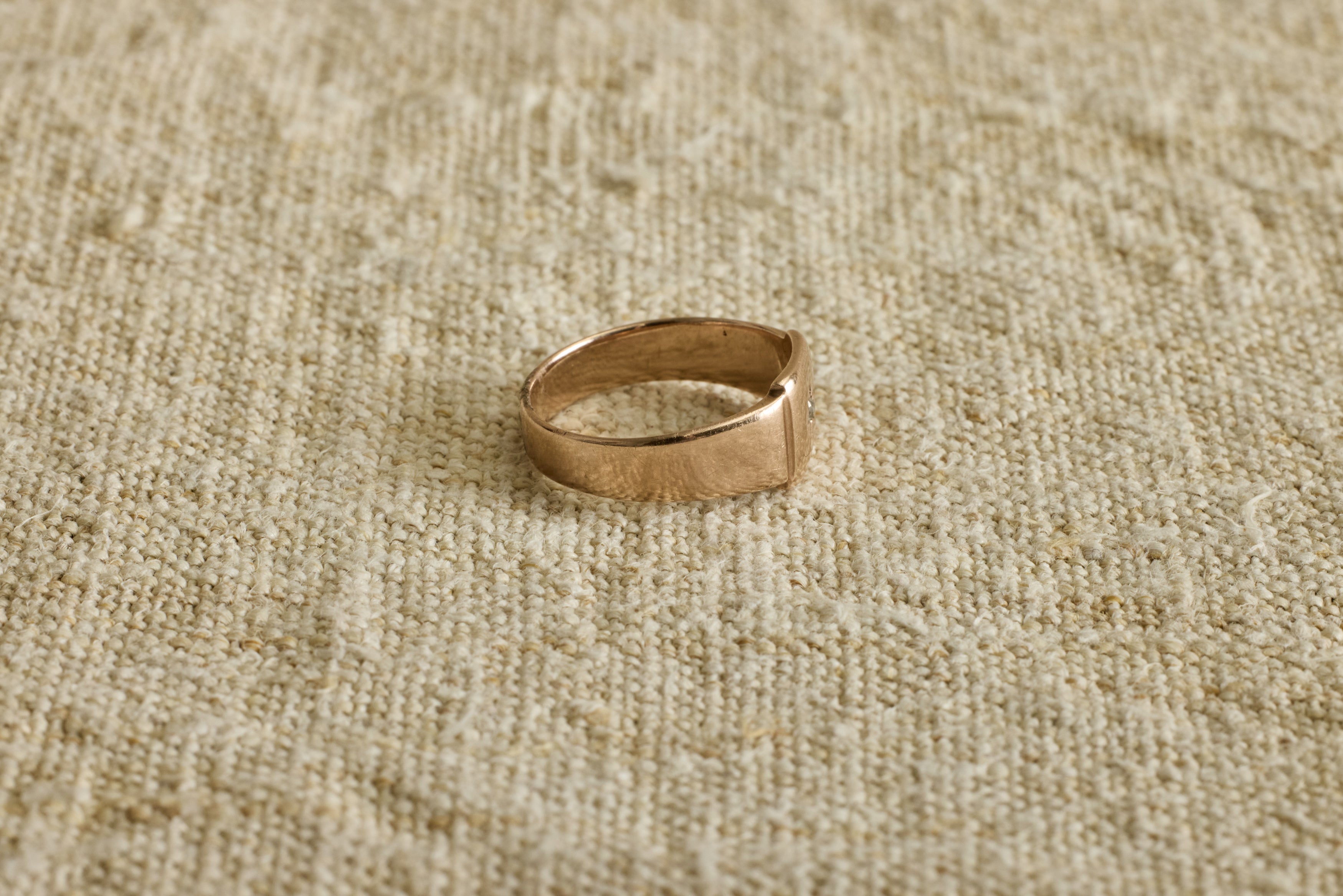 Late 19th Century Rose Gold and Diamond Signet Ring