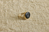 1920s Gold Agate Round Intaglio Ring