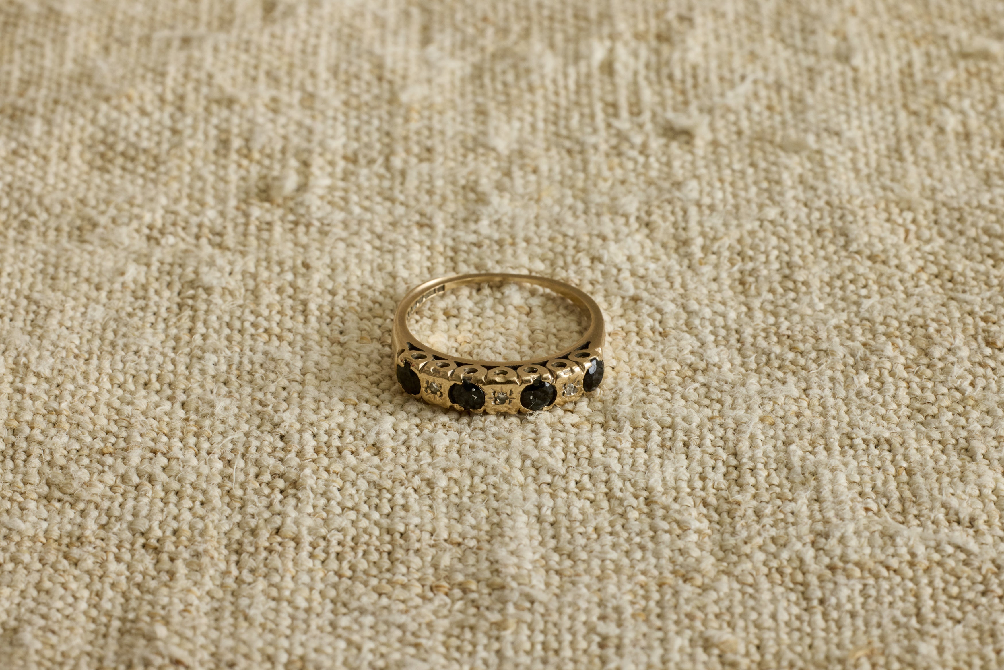 1940s Sapphire and Diamond High Etched Band