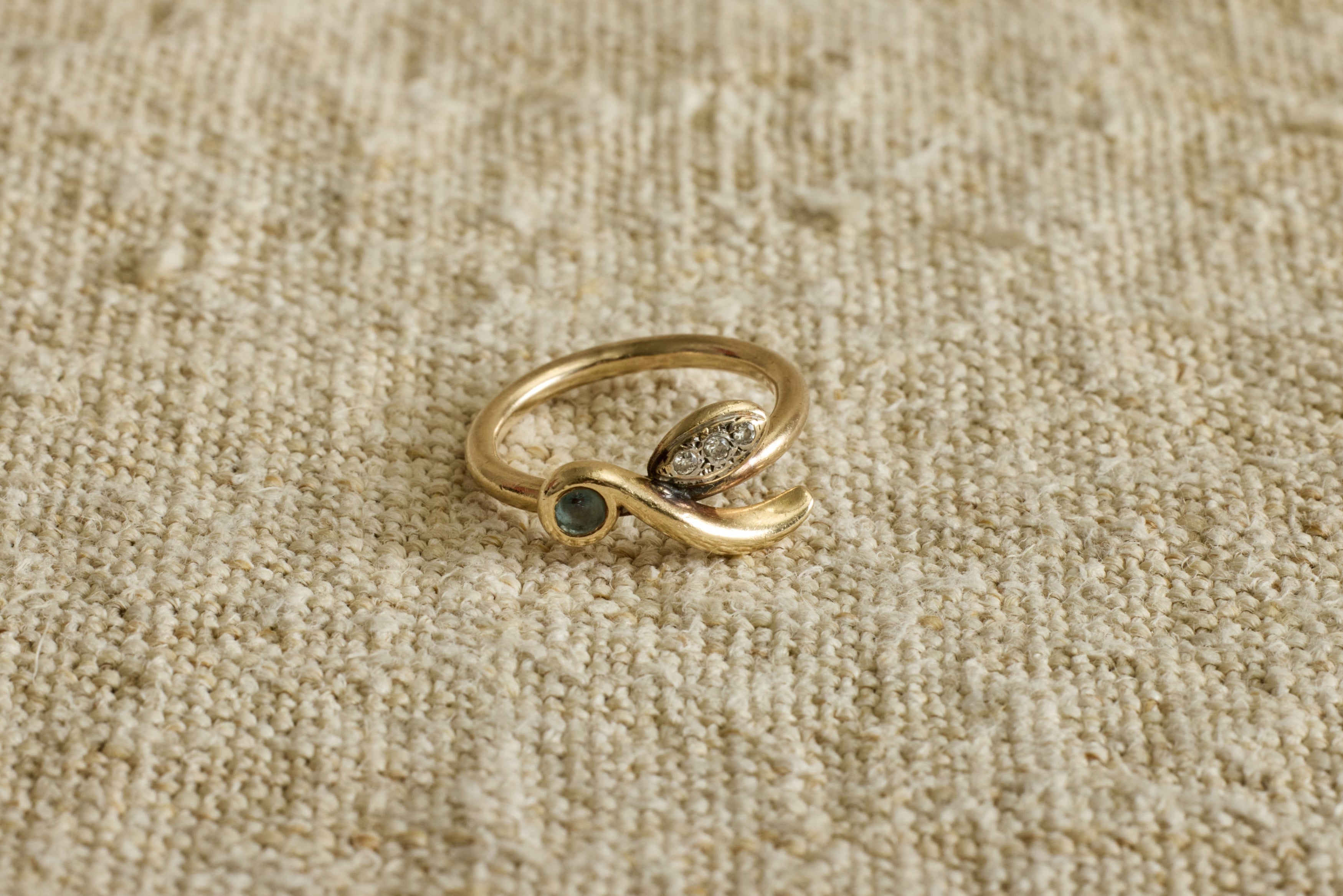 Handmade 1960s Gold, Diamond & Tourmaline Ring