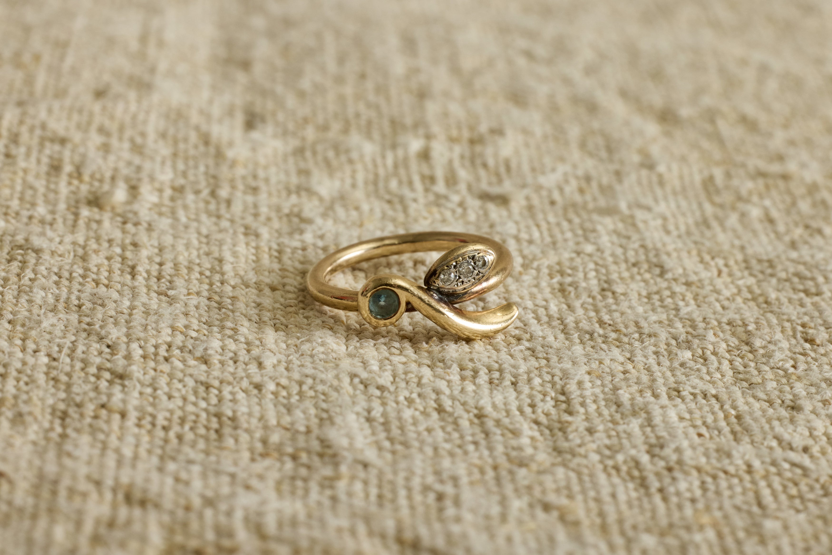 Handmade 1960s Gold, Diamond & Tourmaline Ring