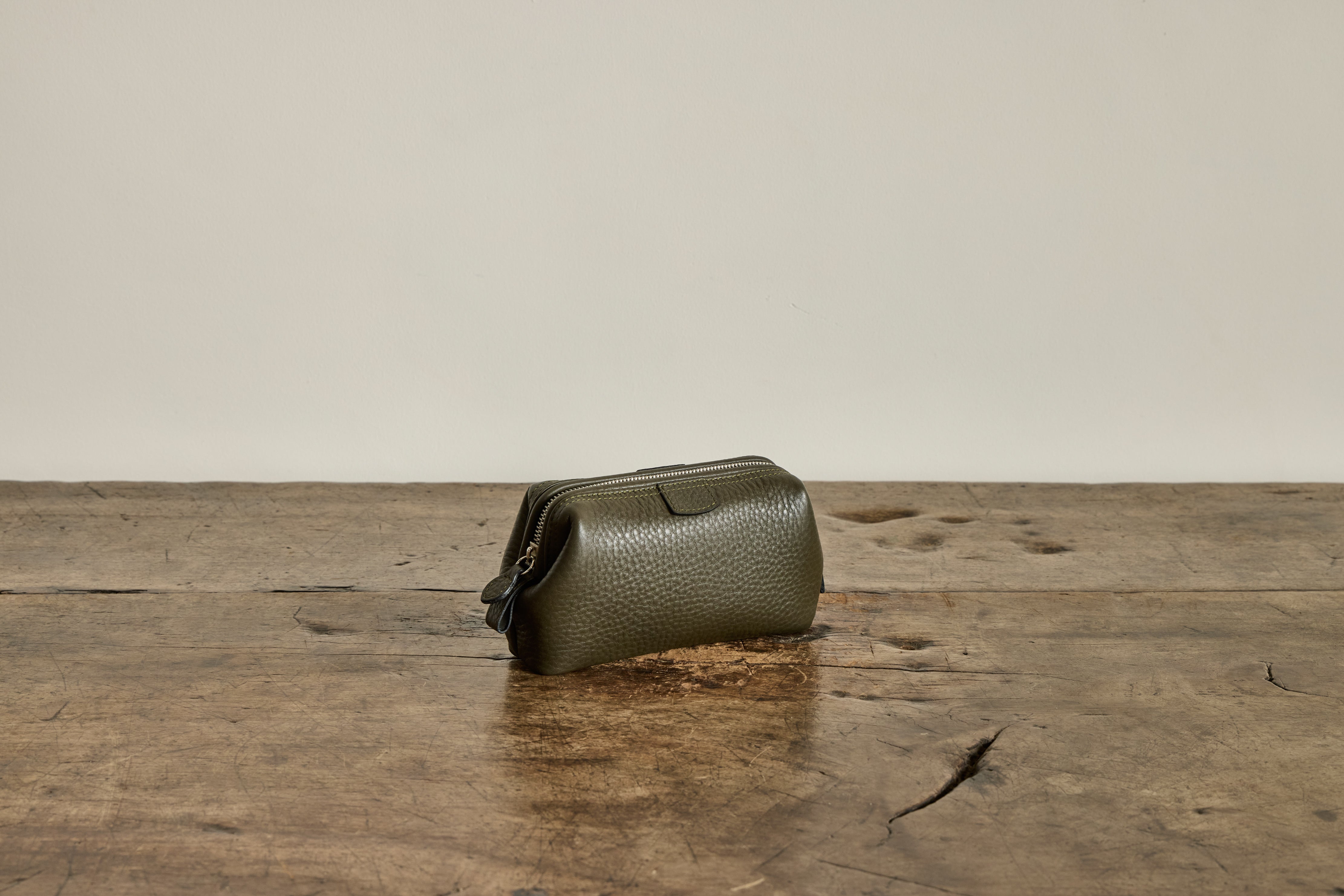 Olive Leather Travel Bag, Small