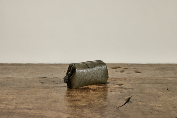 Olive Leather Travel Bag, Small