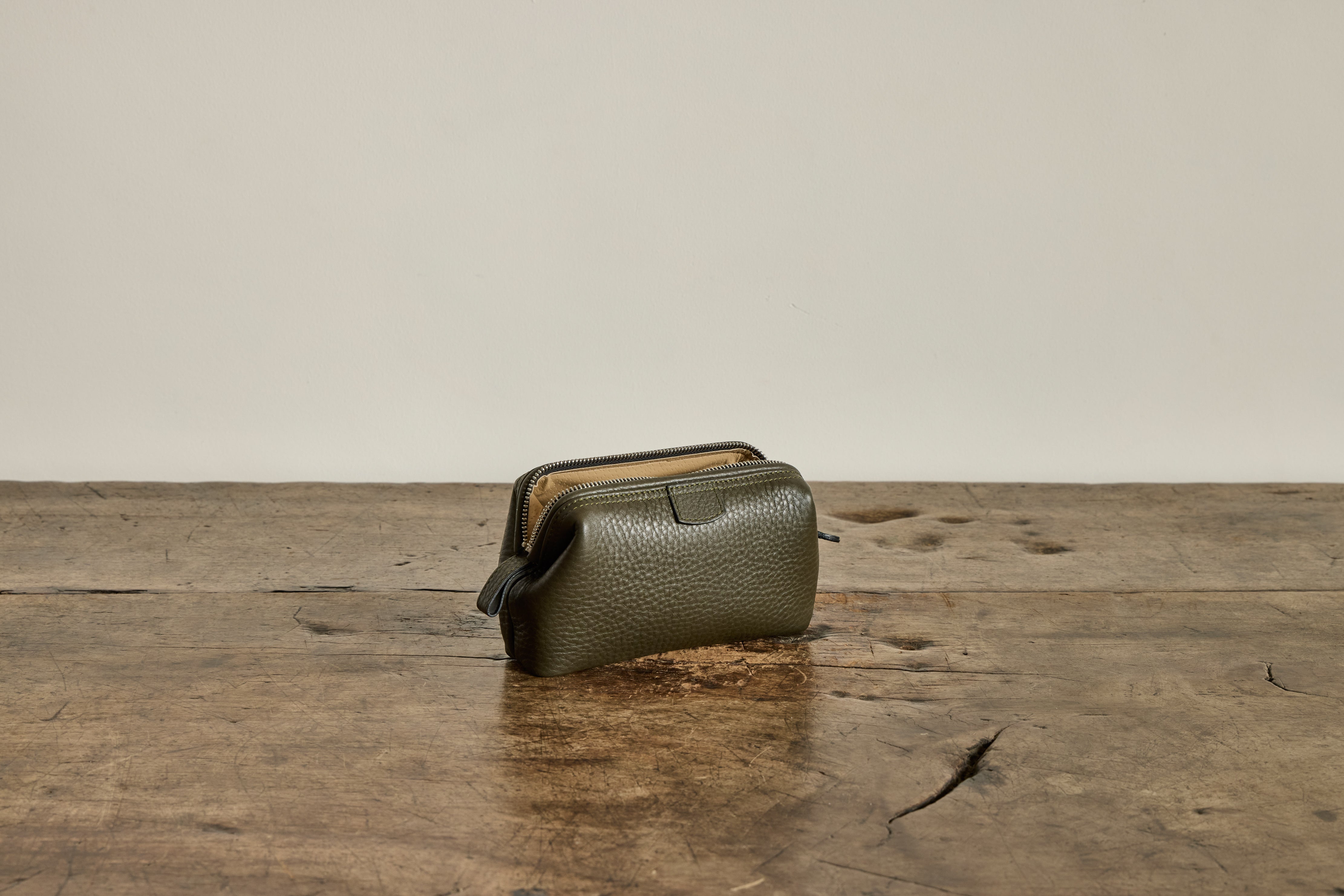 Olive Leather Travel Bag, Small