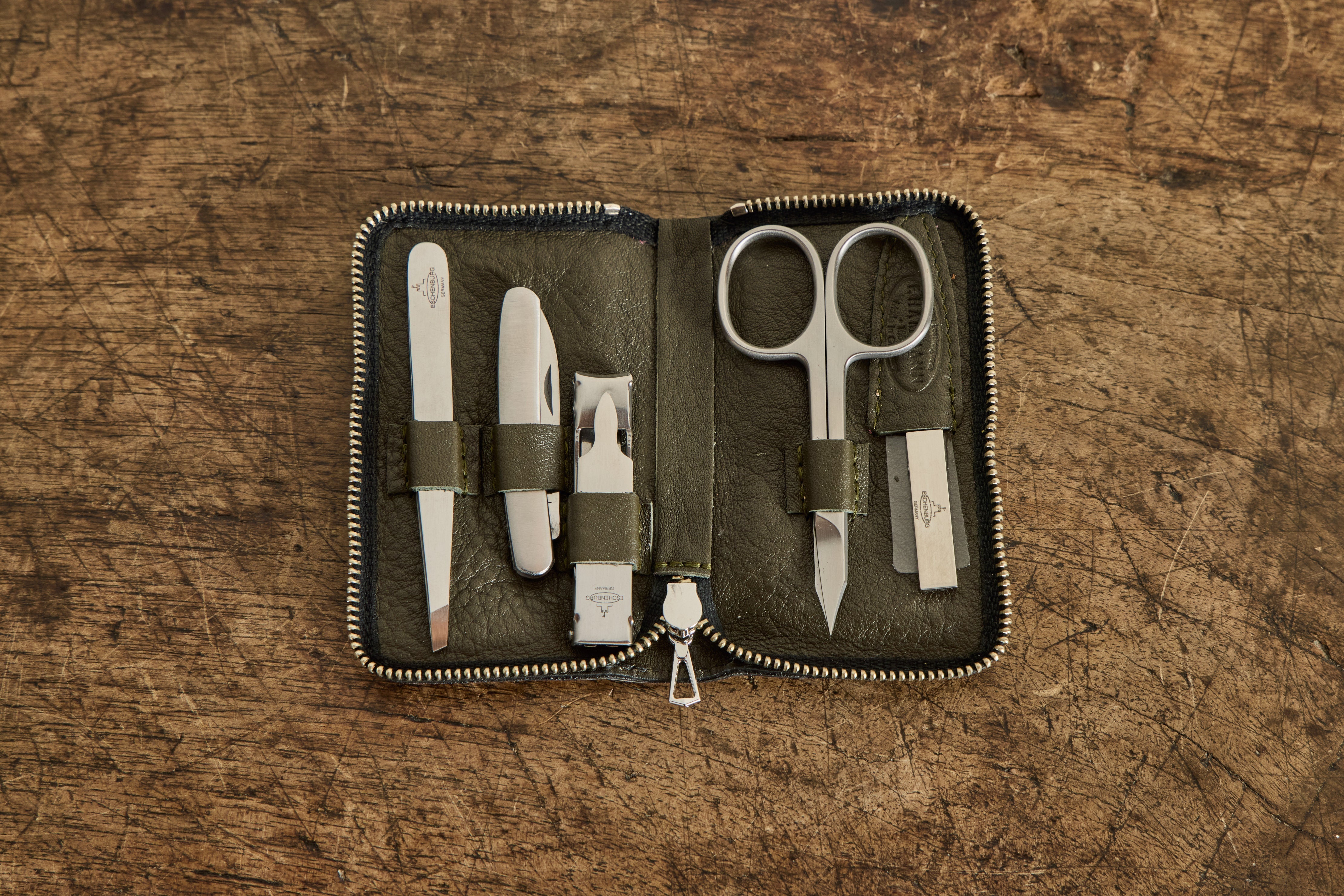 Olive Leather Manicure Set