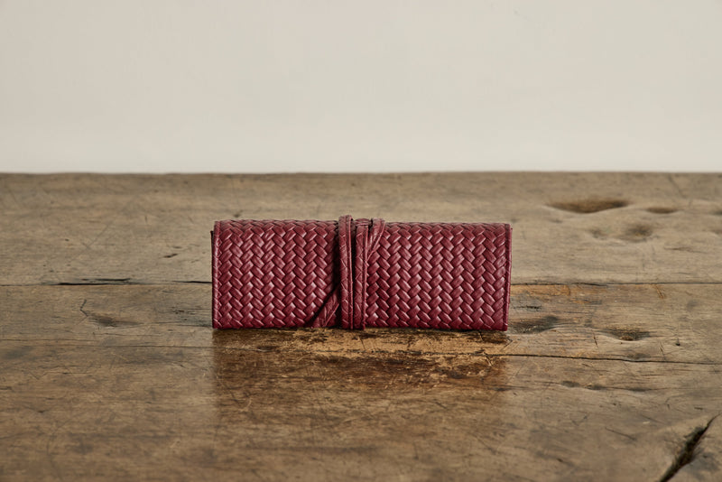Burgundy Leather Jewelry Roll