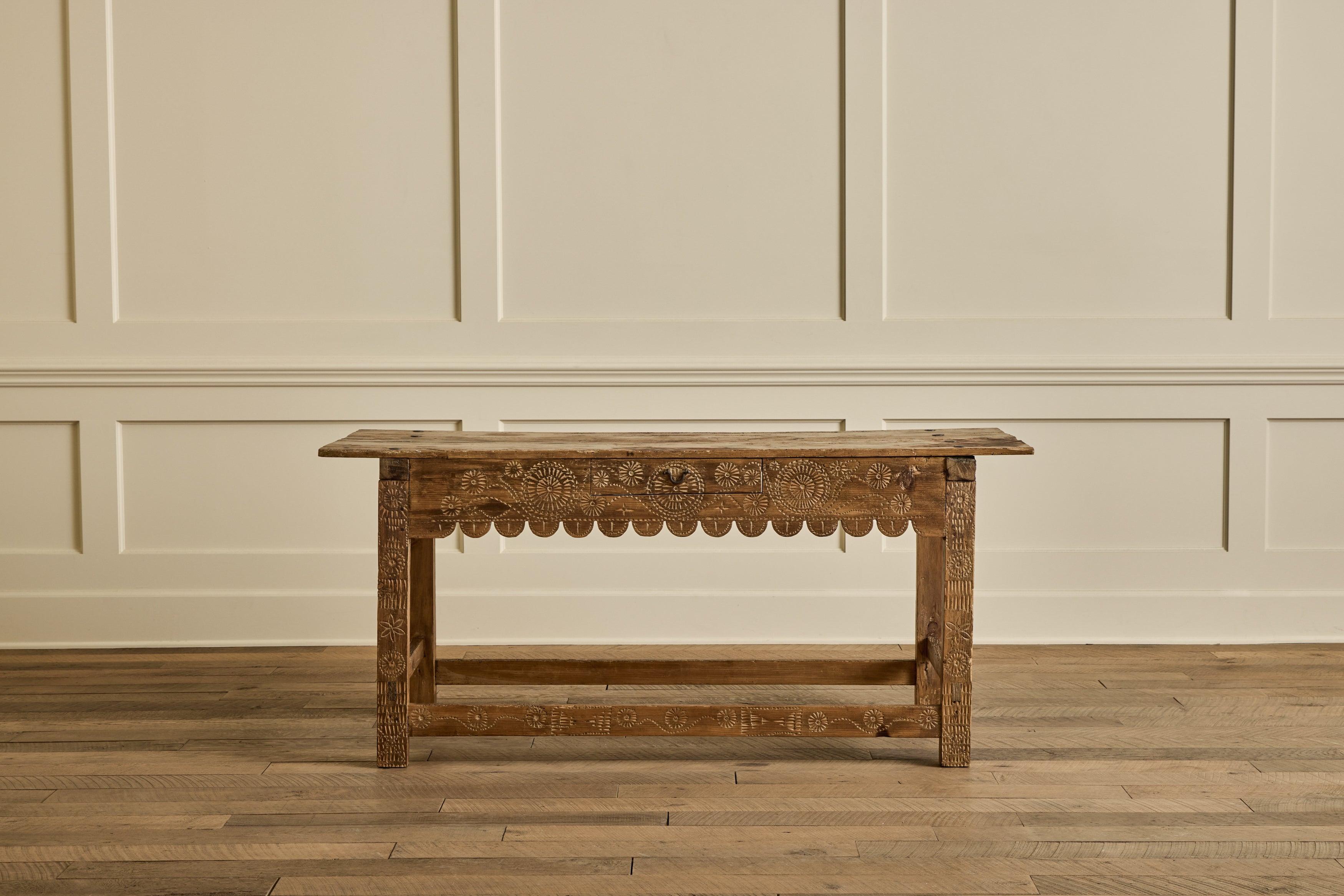 Rustic Carved Console Table