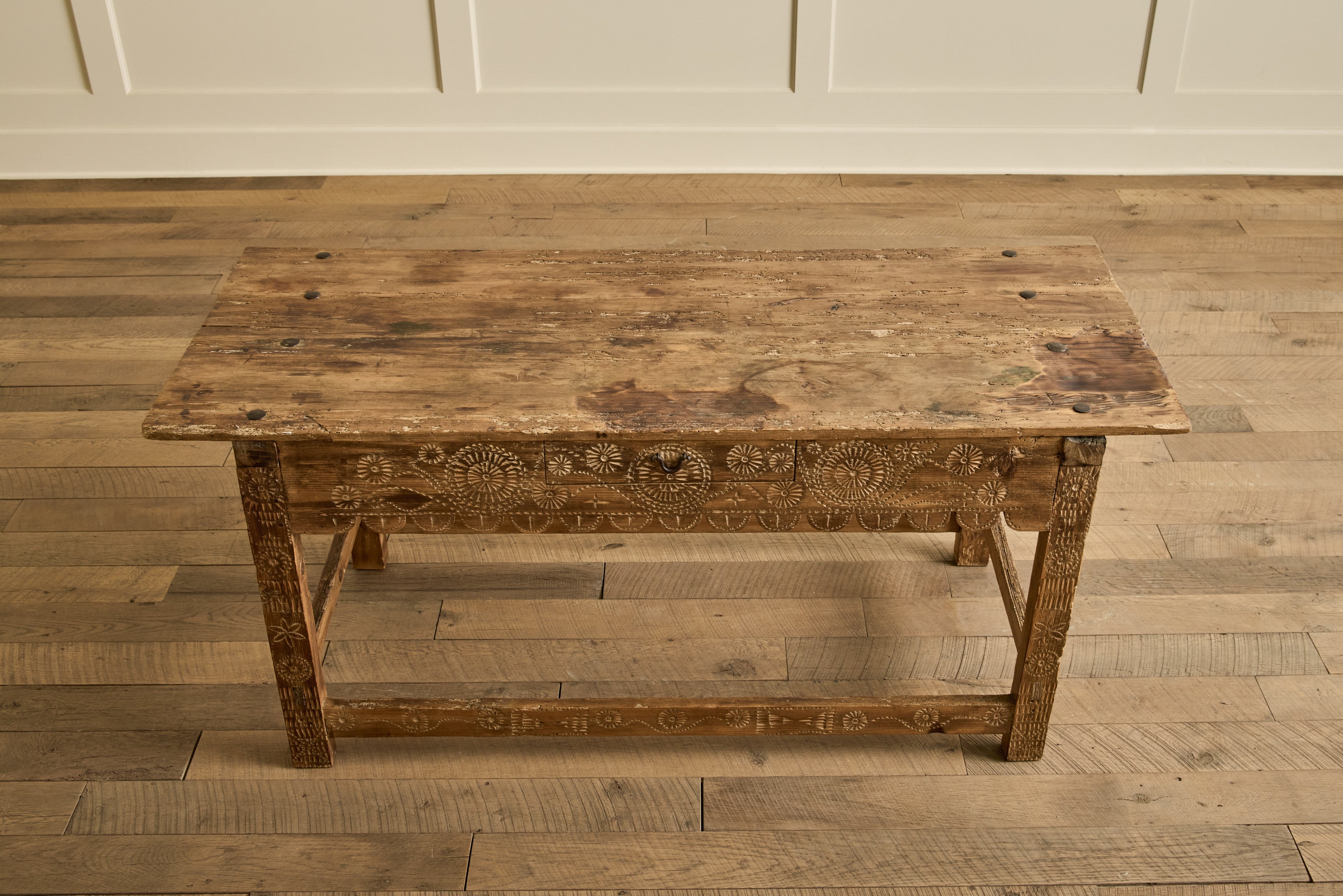 Rustic Carved Console Table