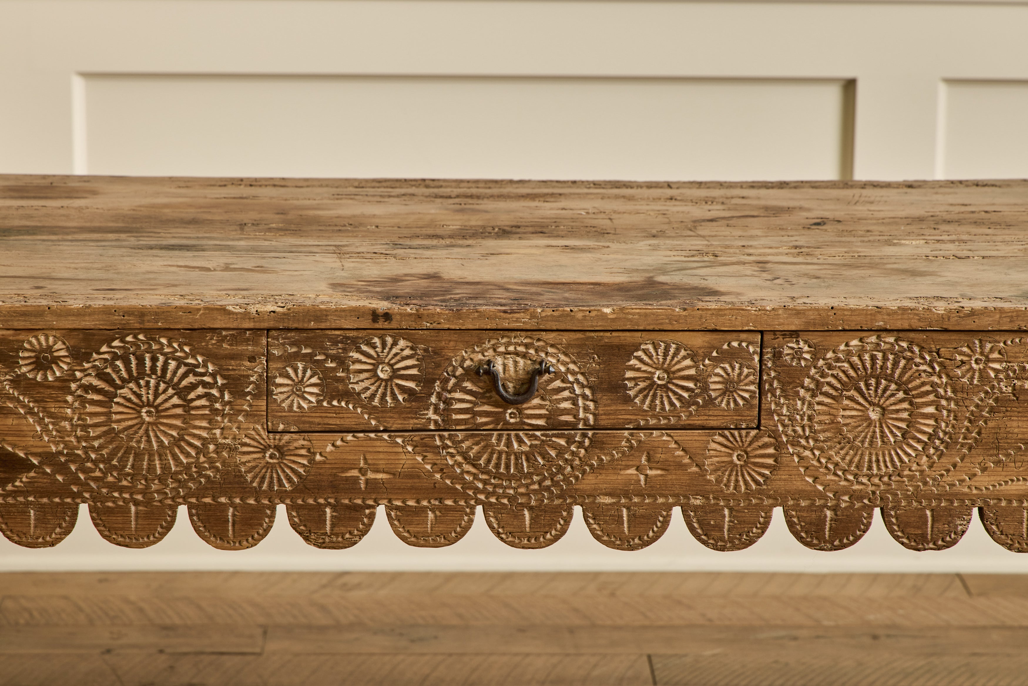 Rustic Carved Console Table