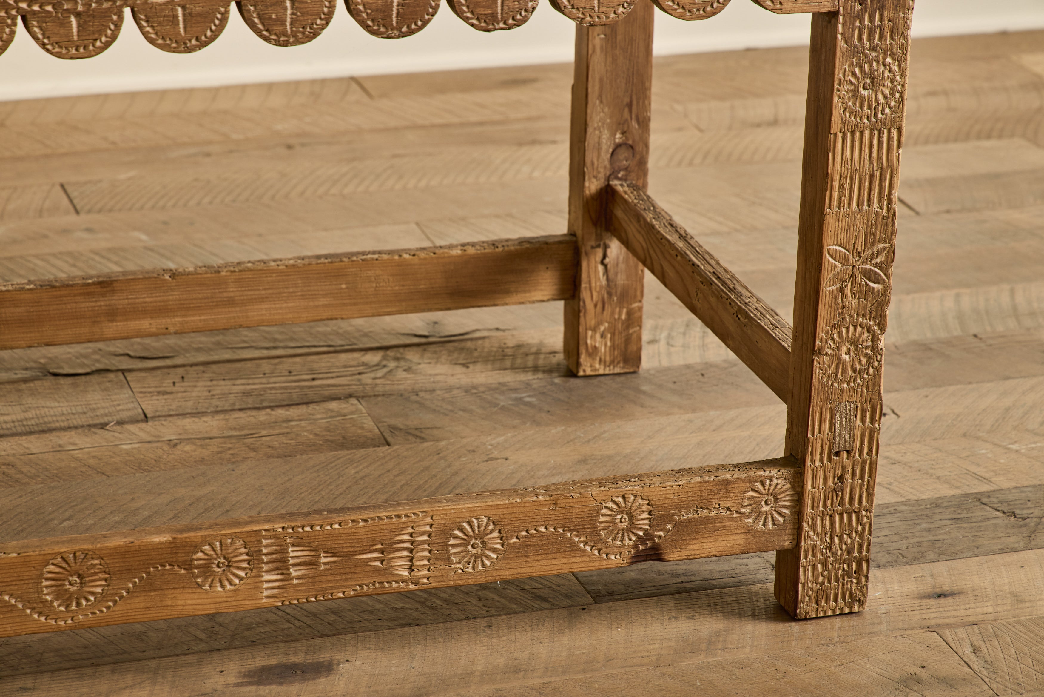 Rustic Carved Console Table