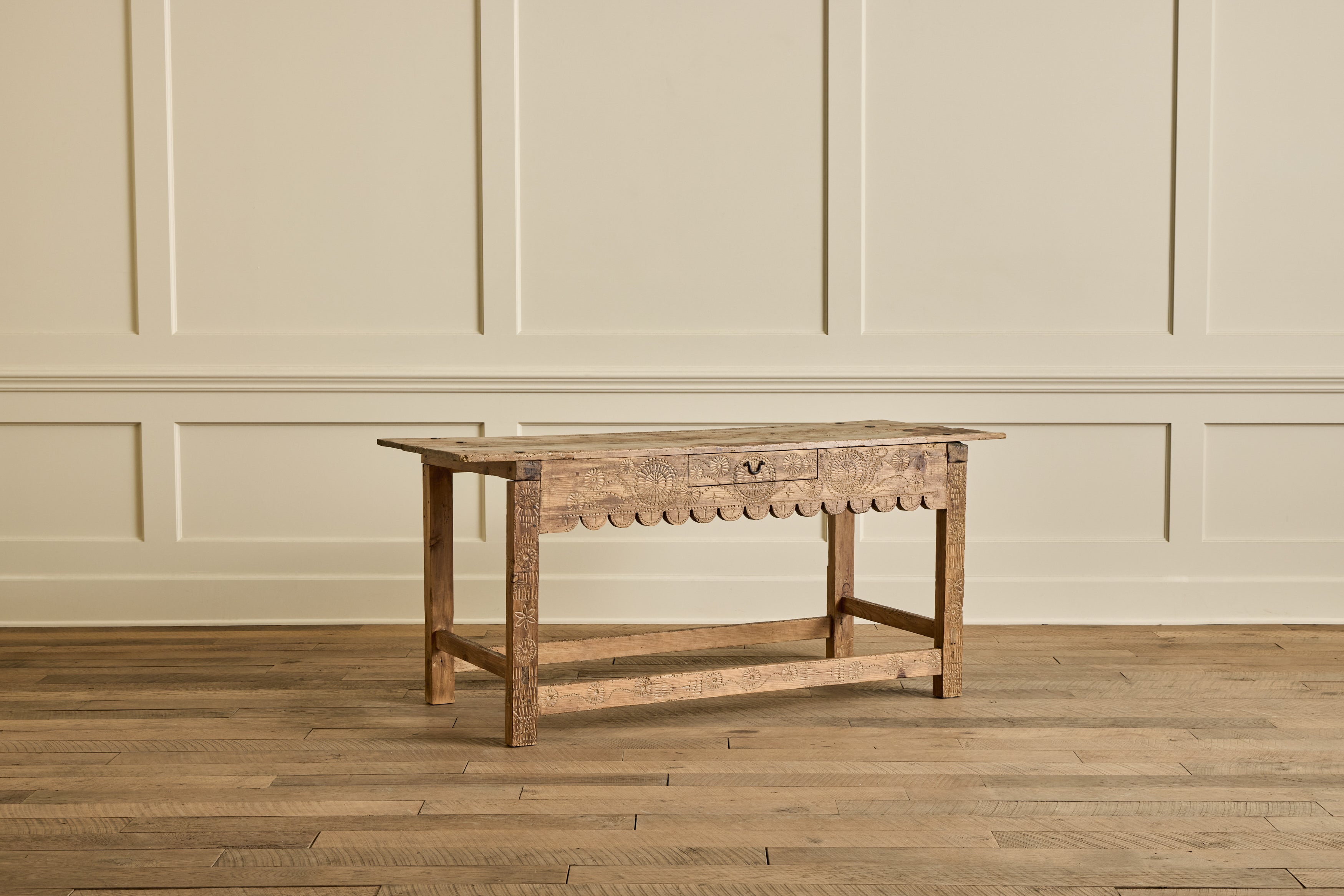 Rustic Carved Console Table