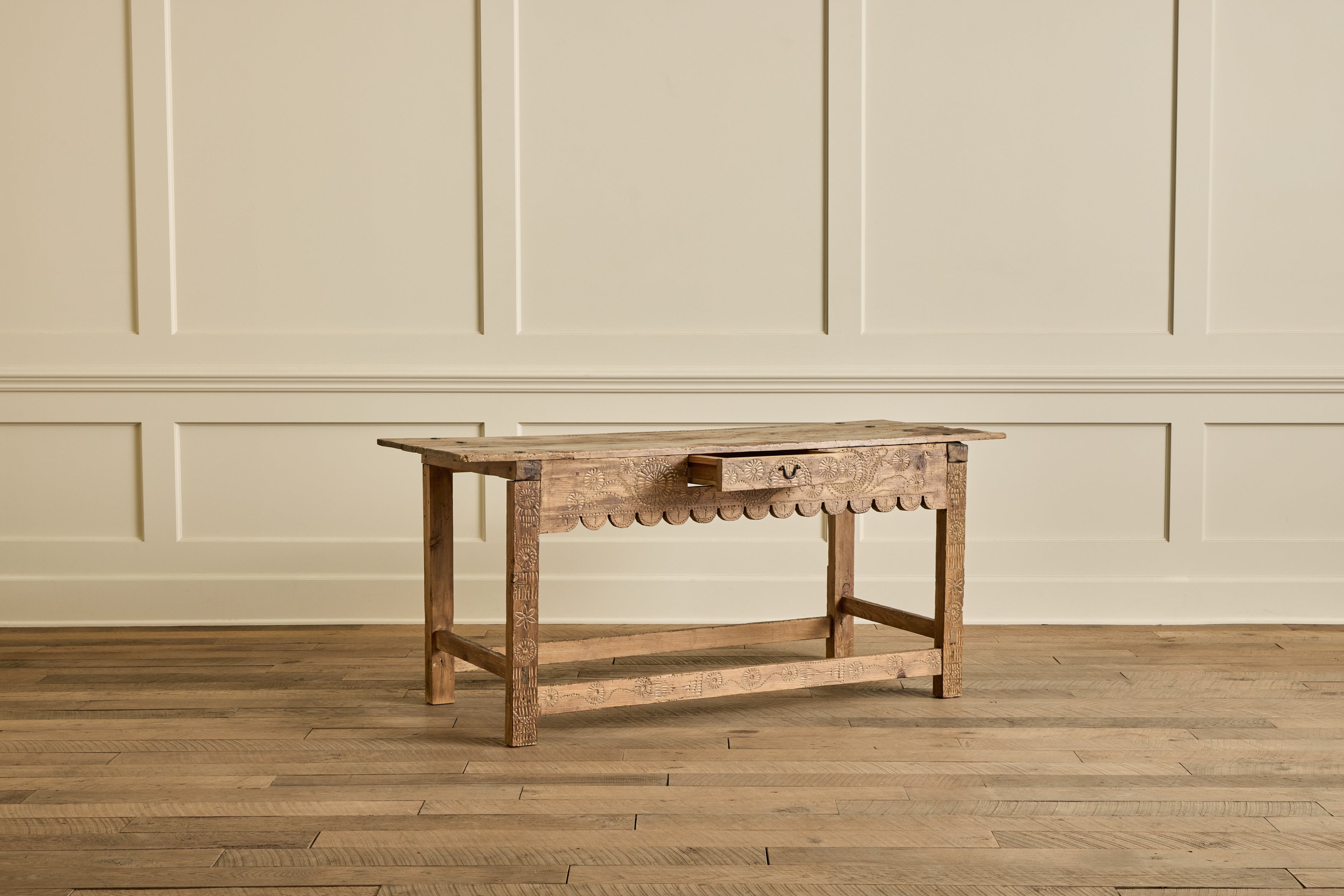 Rustic Carved Console Table