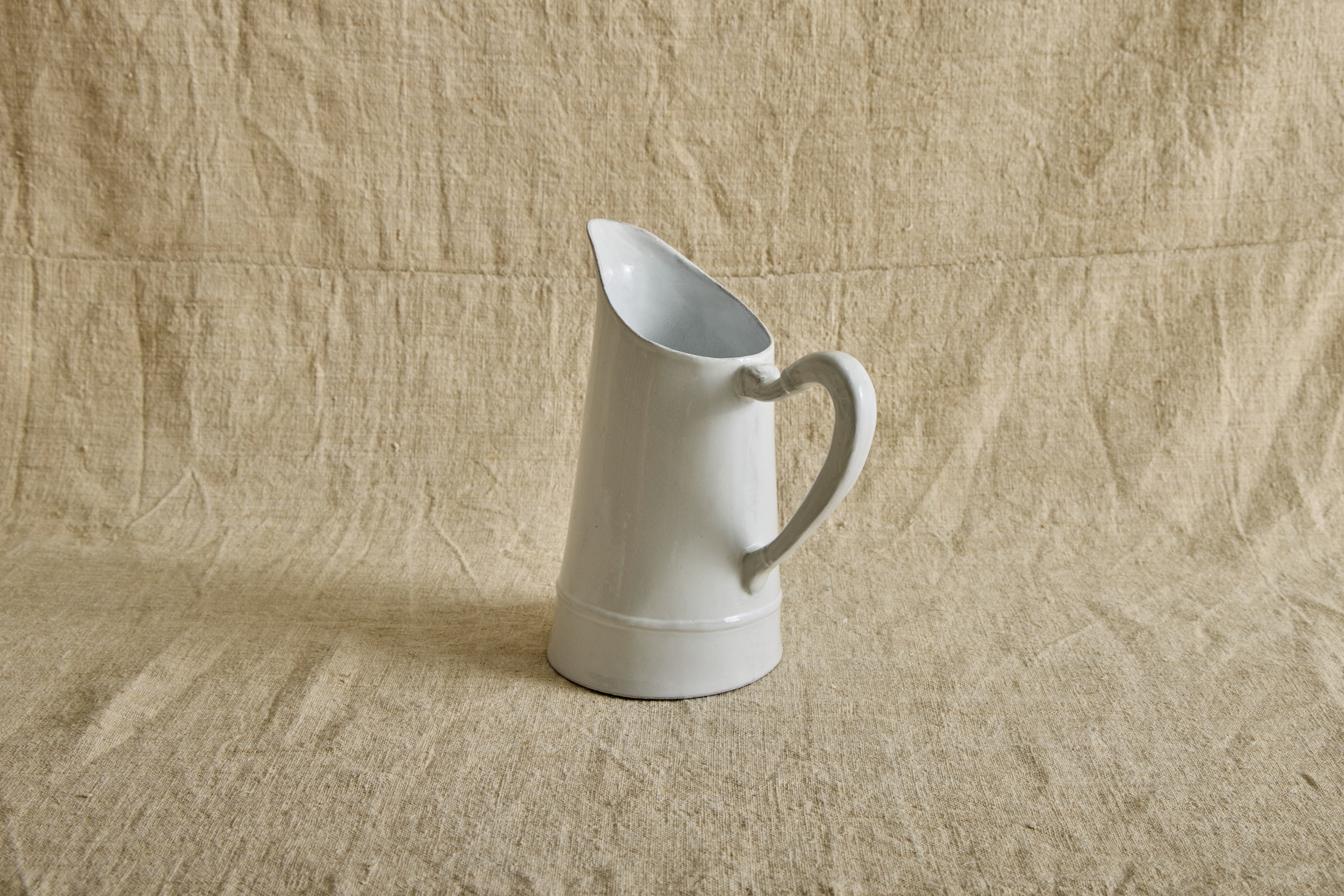 White Simple Hand-Glazed Ceramic Large Pitcher