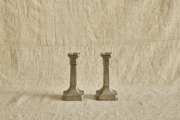 Pair of Pewter Candle Holders