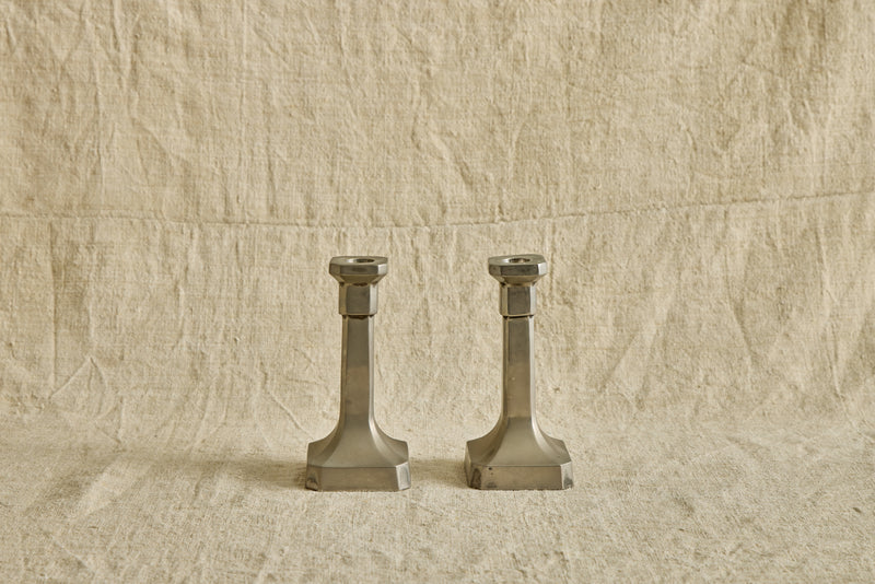 Pair of Pewter Candle Holders