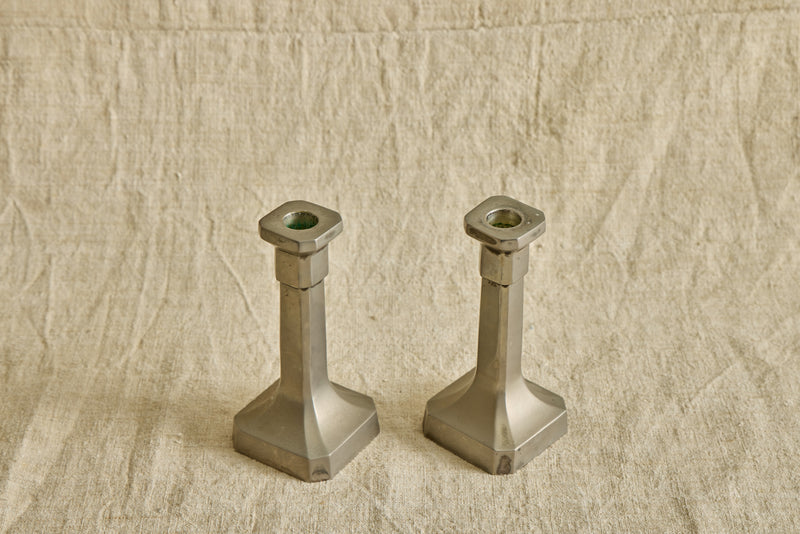 Pair of Pewter Candle Holders