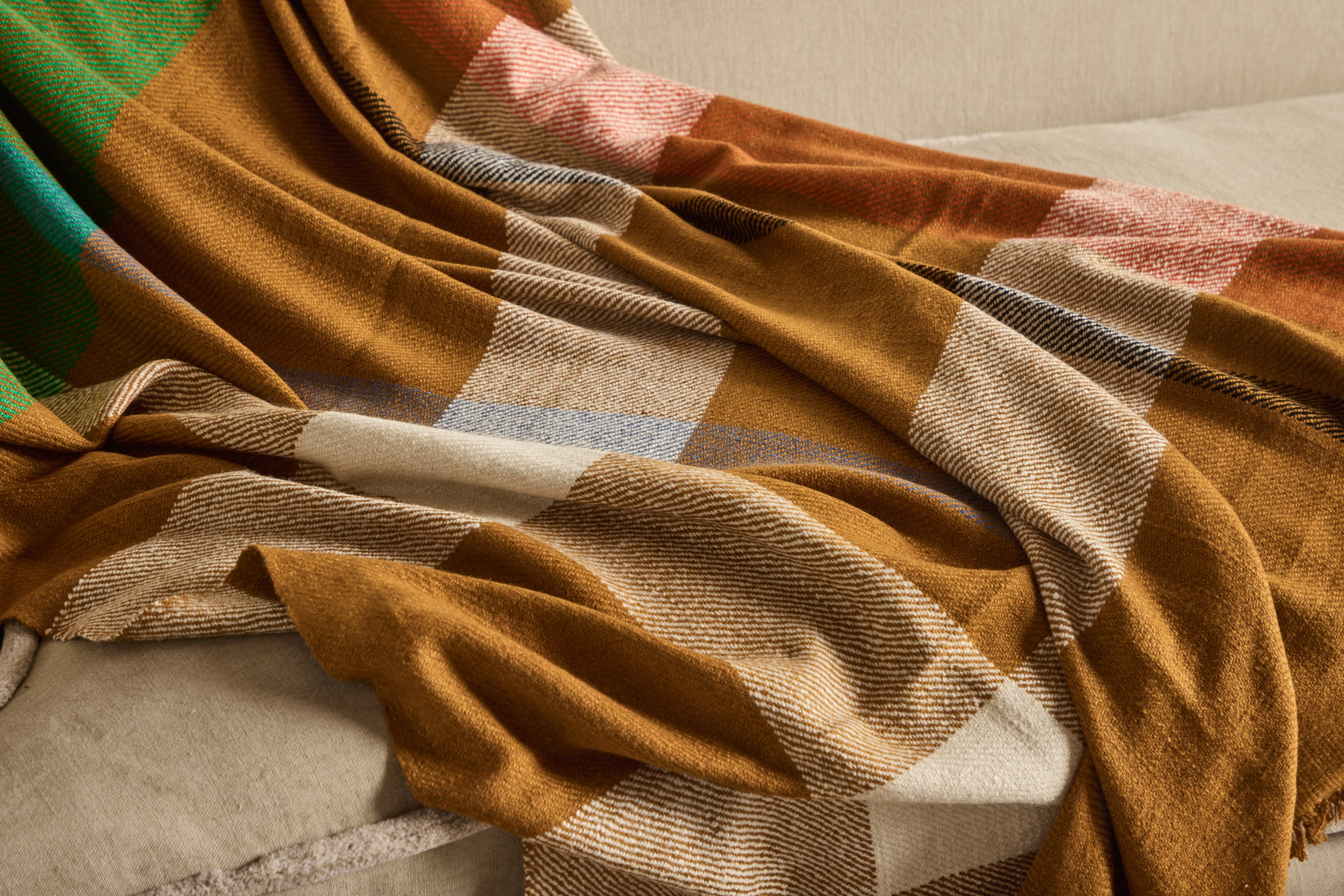 Cashmere Throw in Tartan Gold