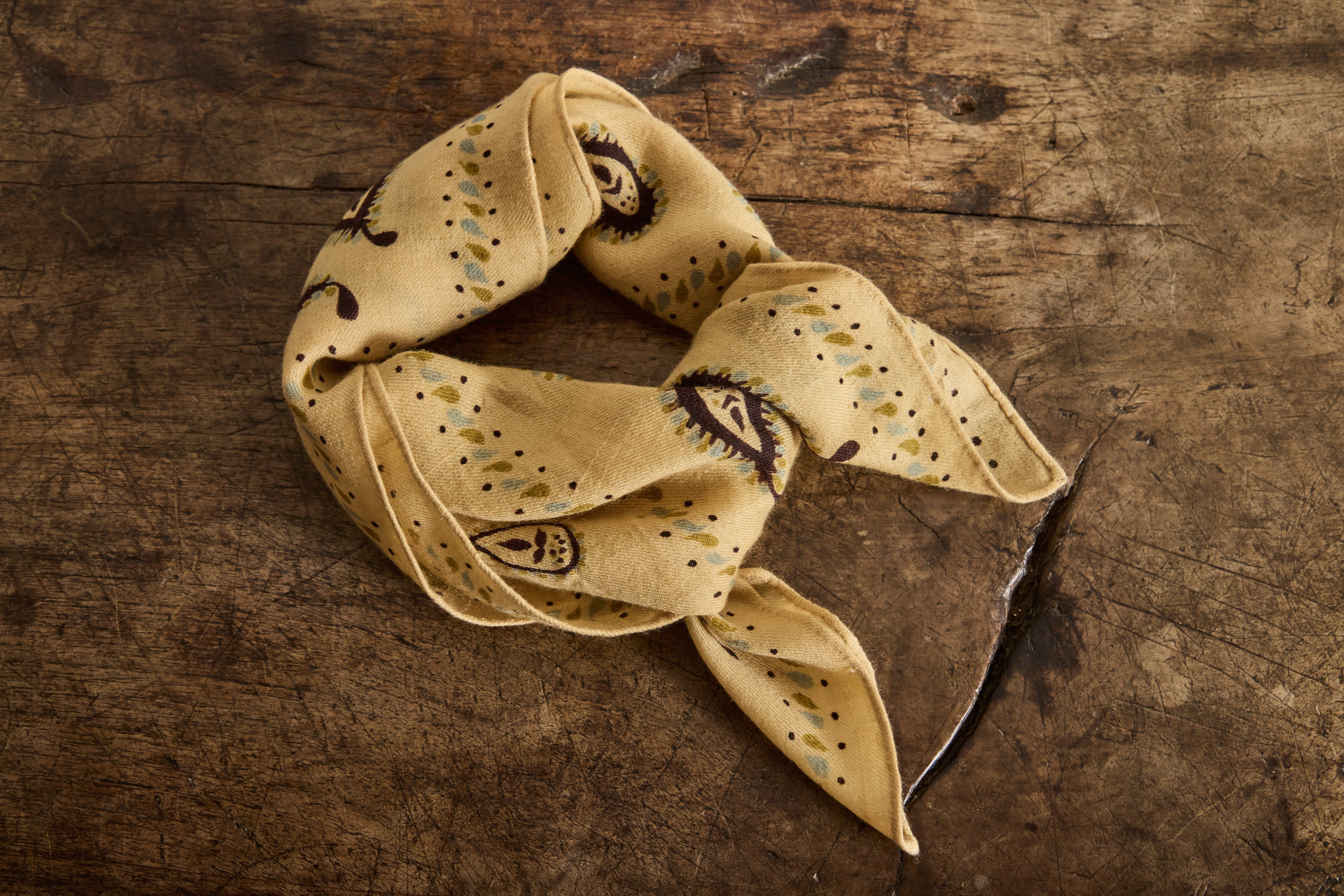 Cashmere Paisley Bandana in Sand