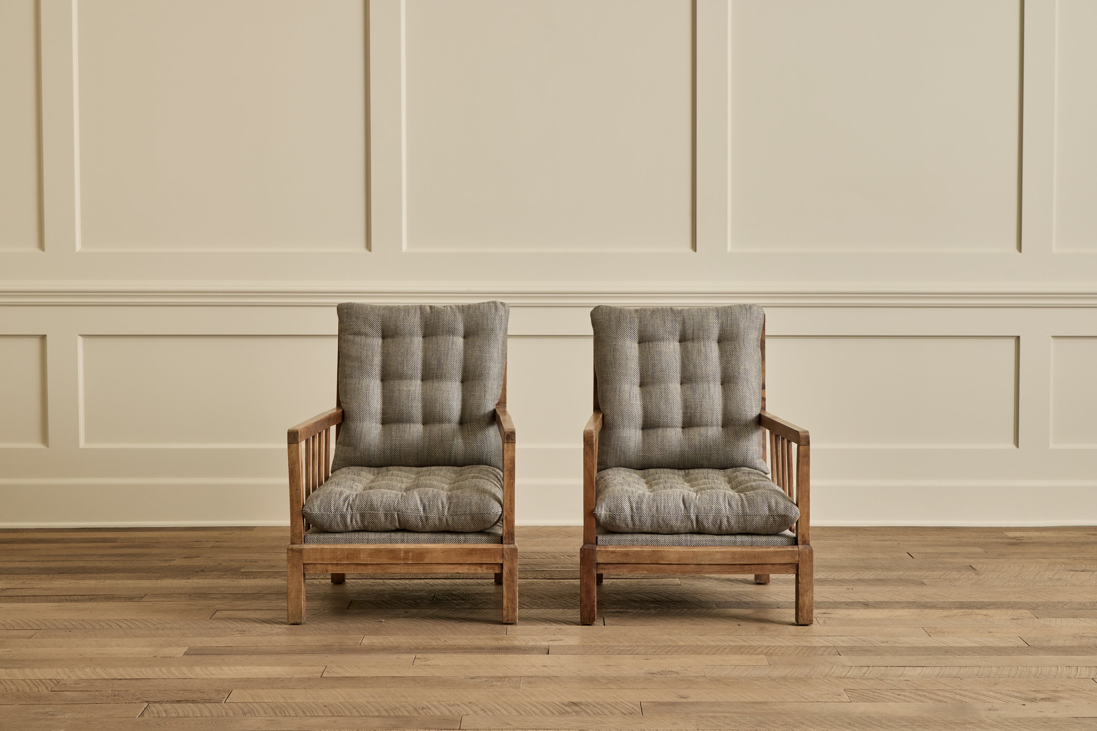 Pair of French Wood Arm Chairs