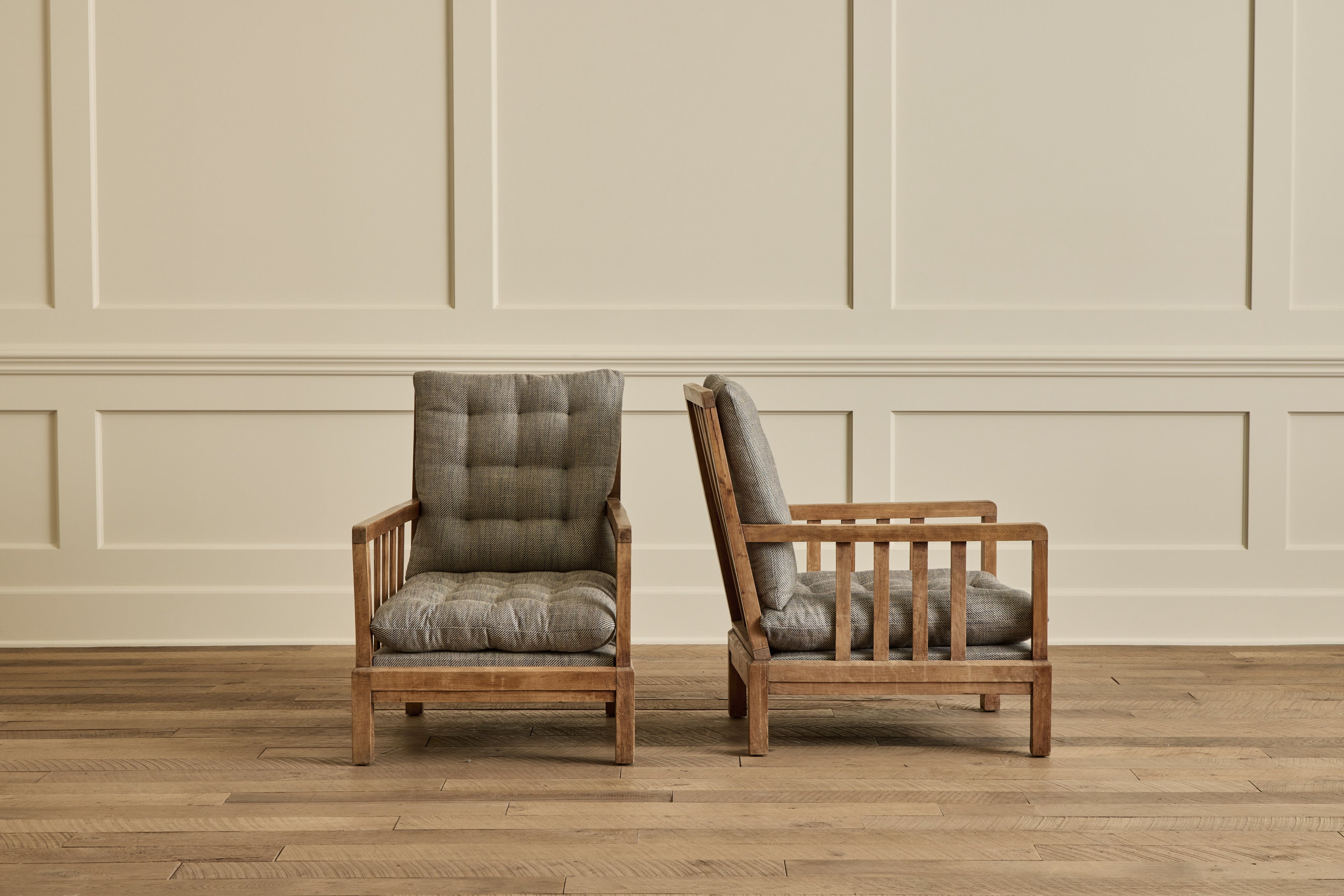 Pair of French Wood Arm Chairs