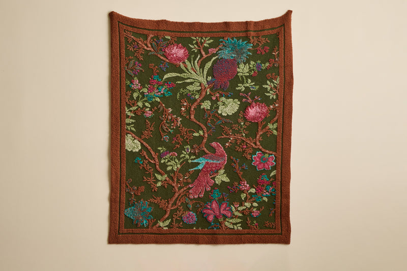 Italian Wool Throw in Olive