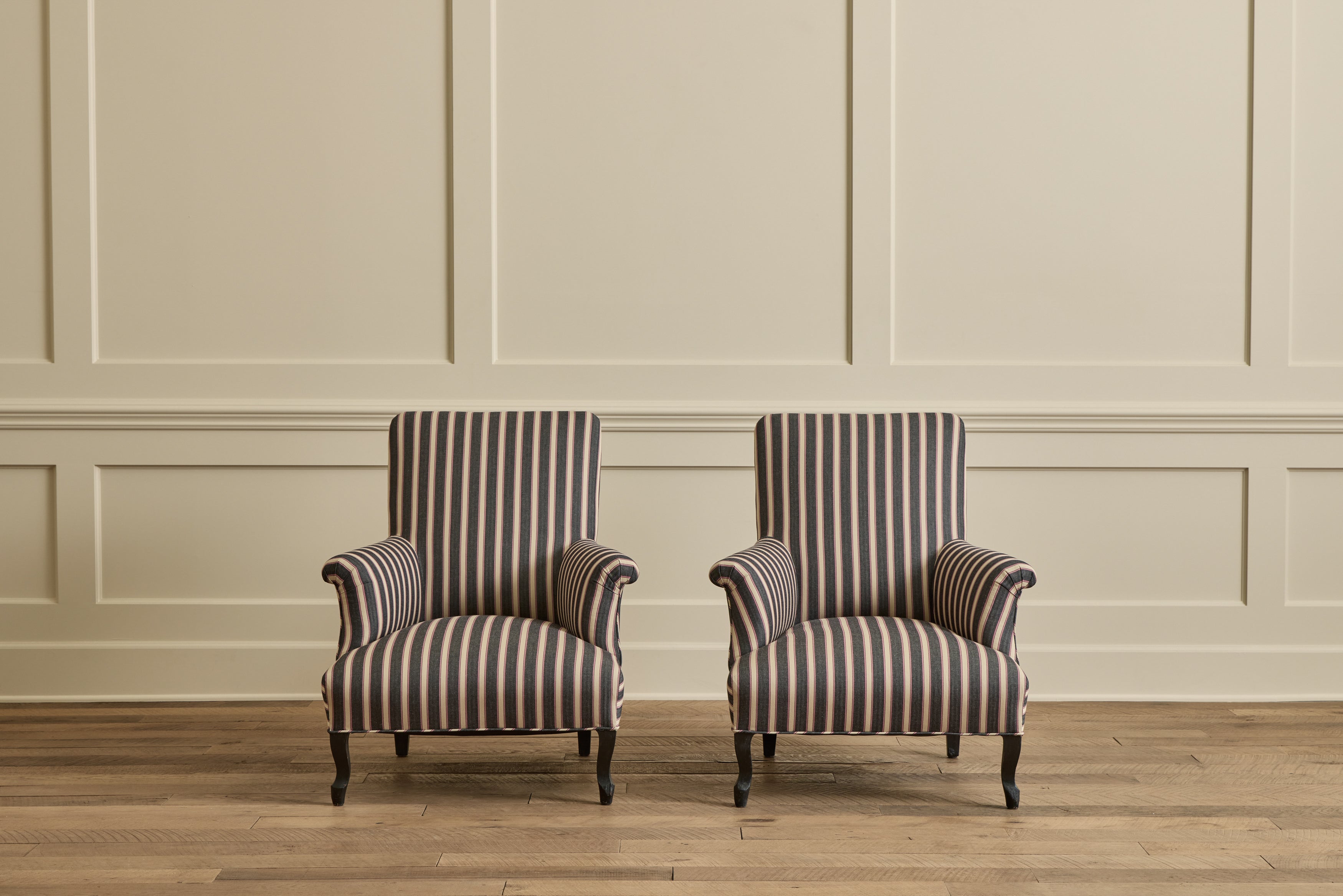 Pair of Napoleon III Striped Chairs