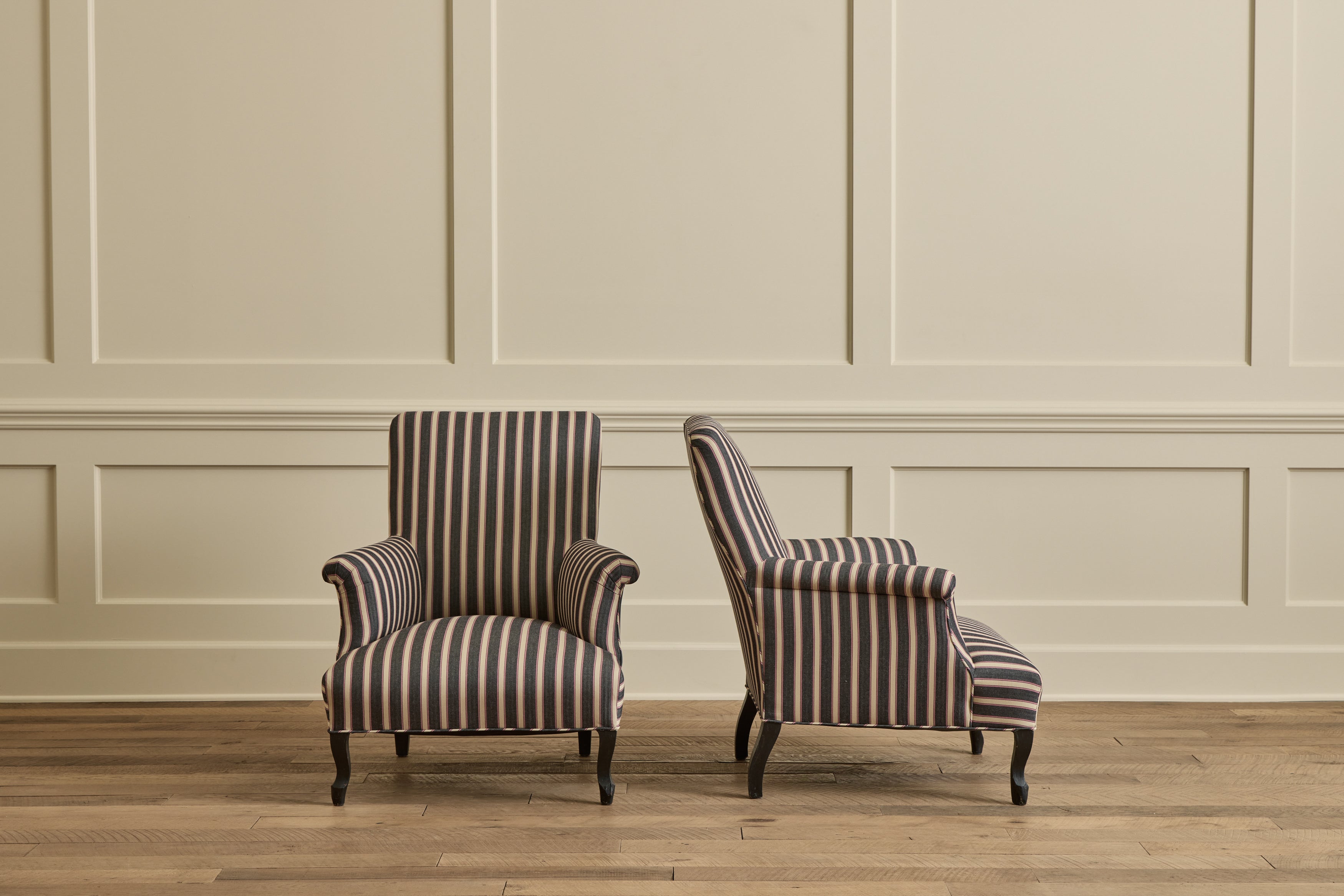 Pair of Napoleon III Striped Chairs