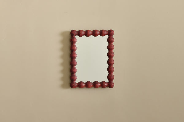 Cloakroom Bobbin Mirror in Red