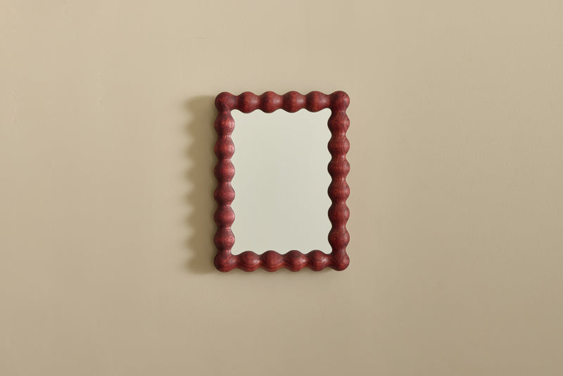 Cloakroom Bobbin Mirror in Red