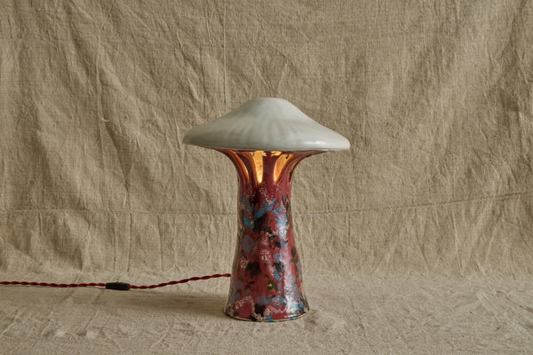 Shroom Lamp, Bright Pink & White