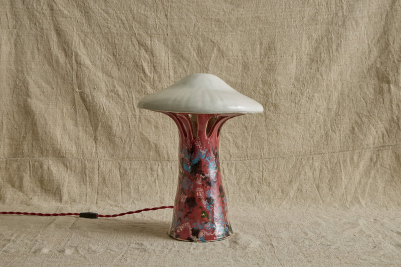 Shroom Lamp, Bright Pink & White