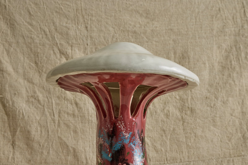 Shroom Lamp, Bright Pink & White
