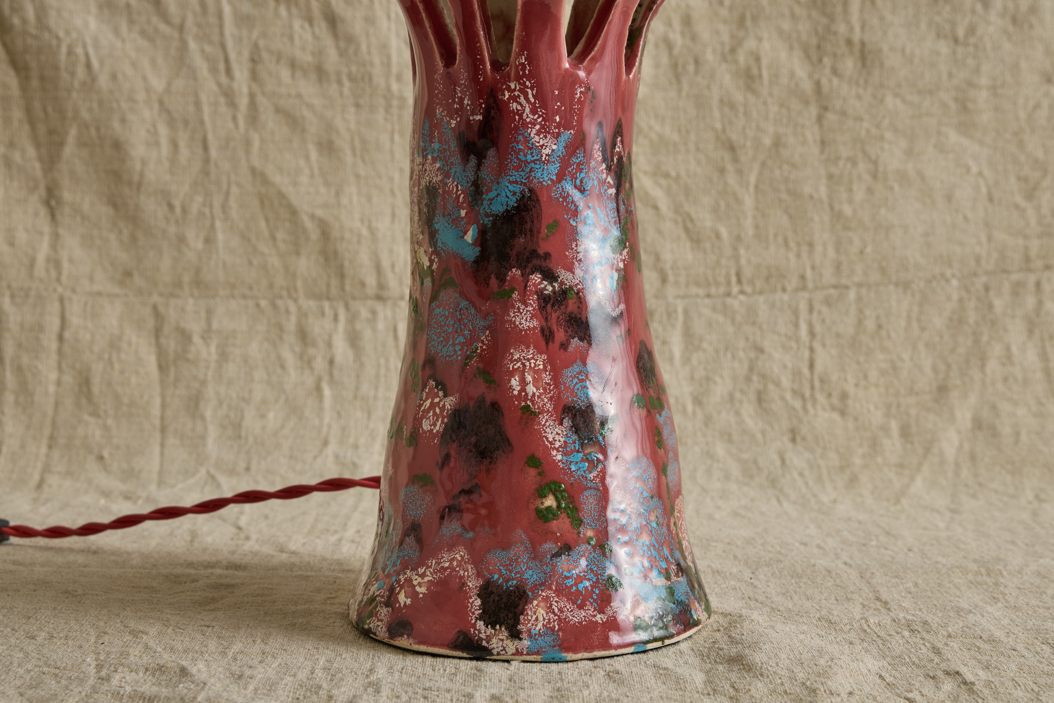 Shroom Lamp, Bright Pink & White