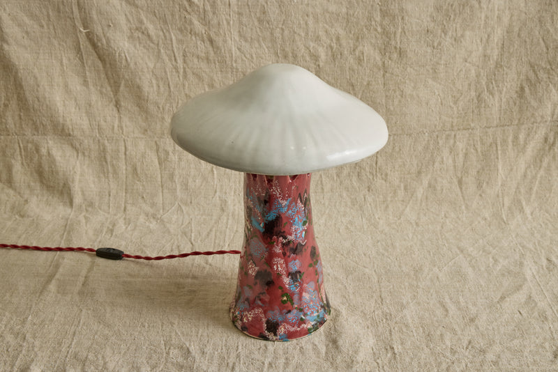 Shroom Lamp, Bright Pink & White