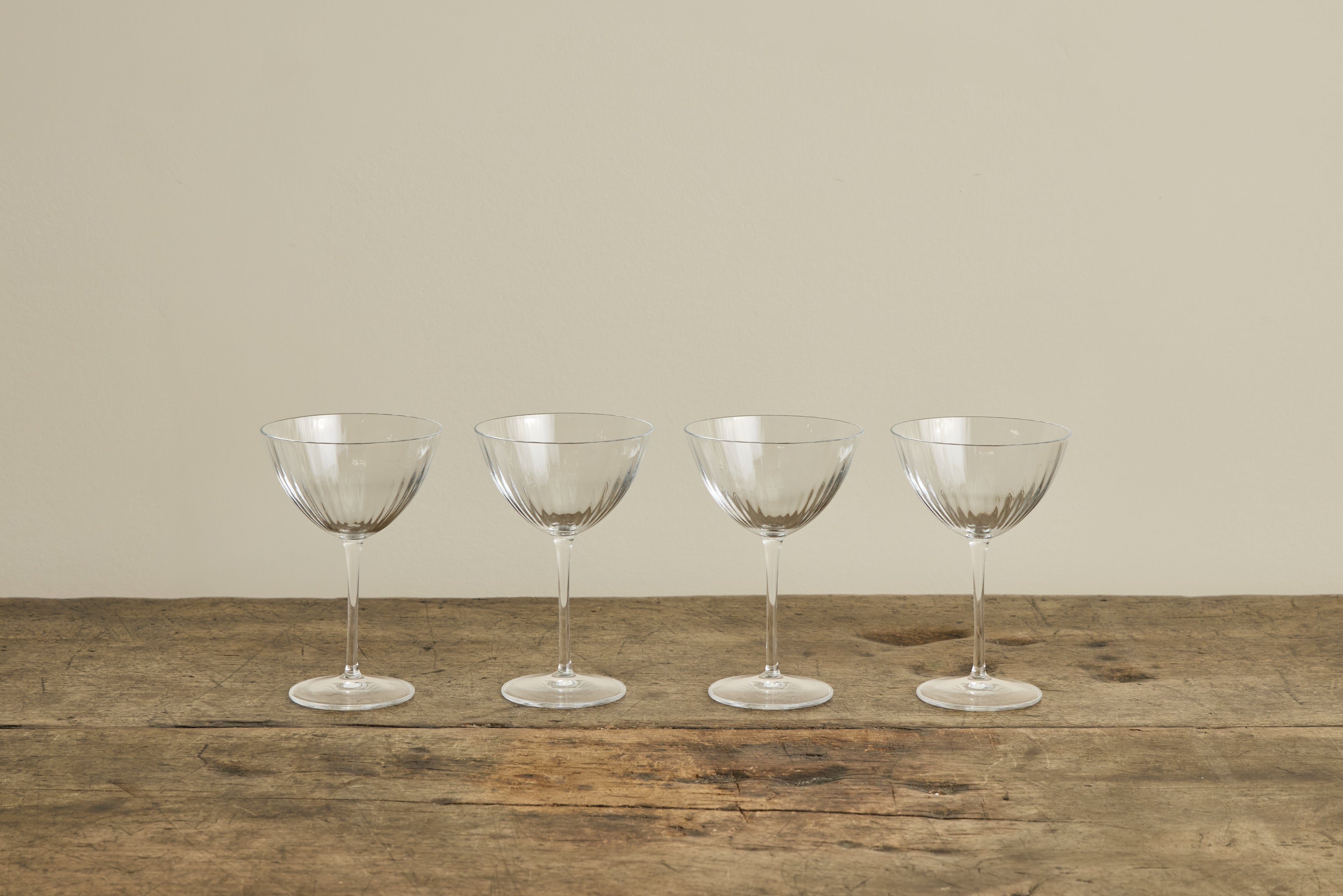 Italian Crystal Glass Martini Glasses, Set of 4
